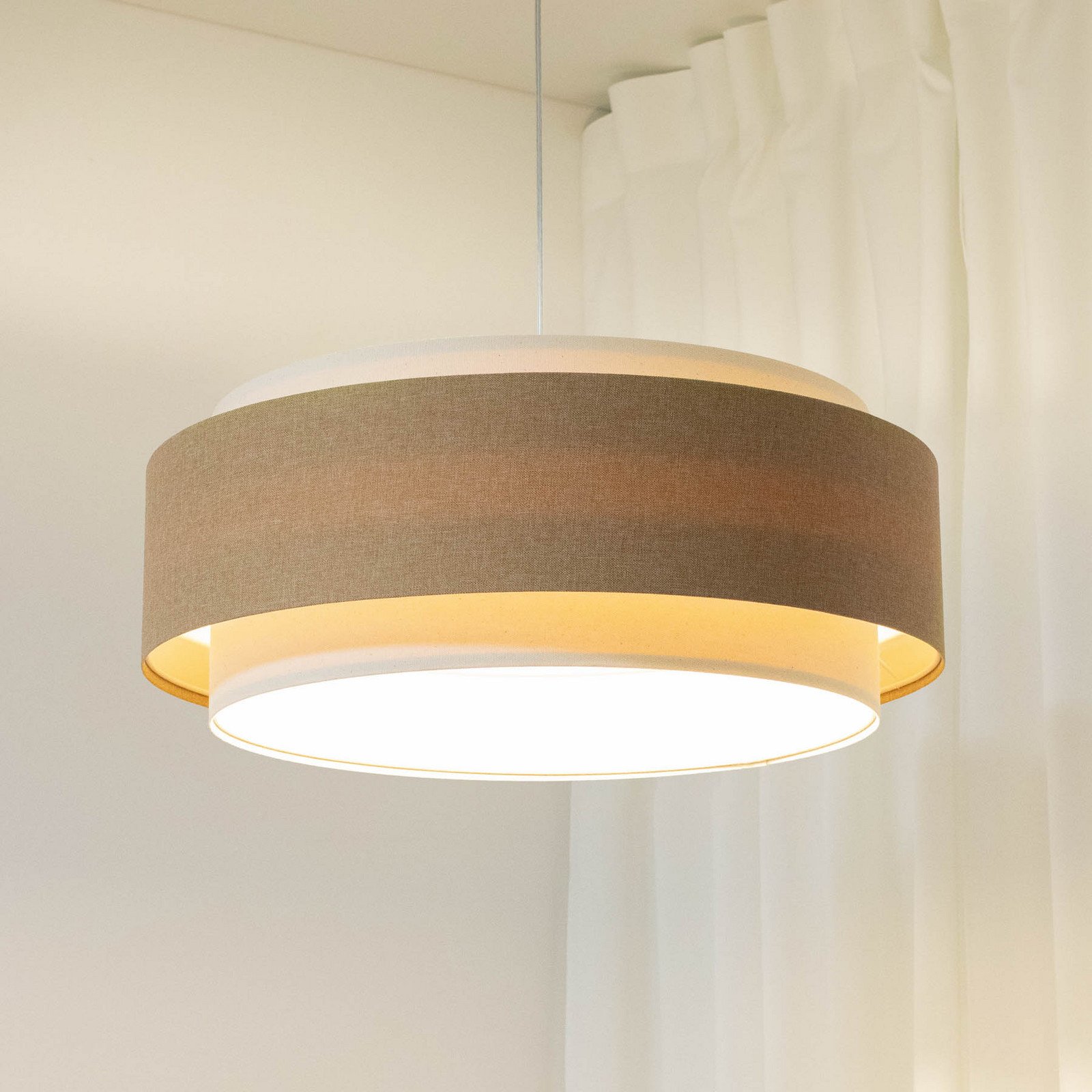 Maco Design Lampă suspendată Boho Elegant bej/crem Ø 60 cm textil - Camera de zi / sufragerie - bej crem - Țesătură / Textil