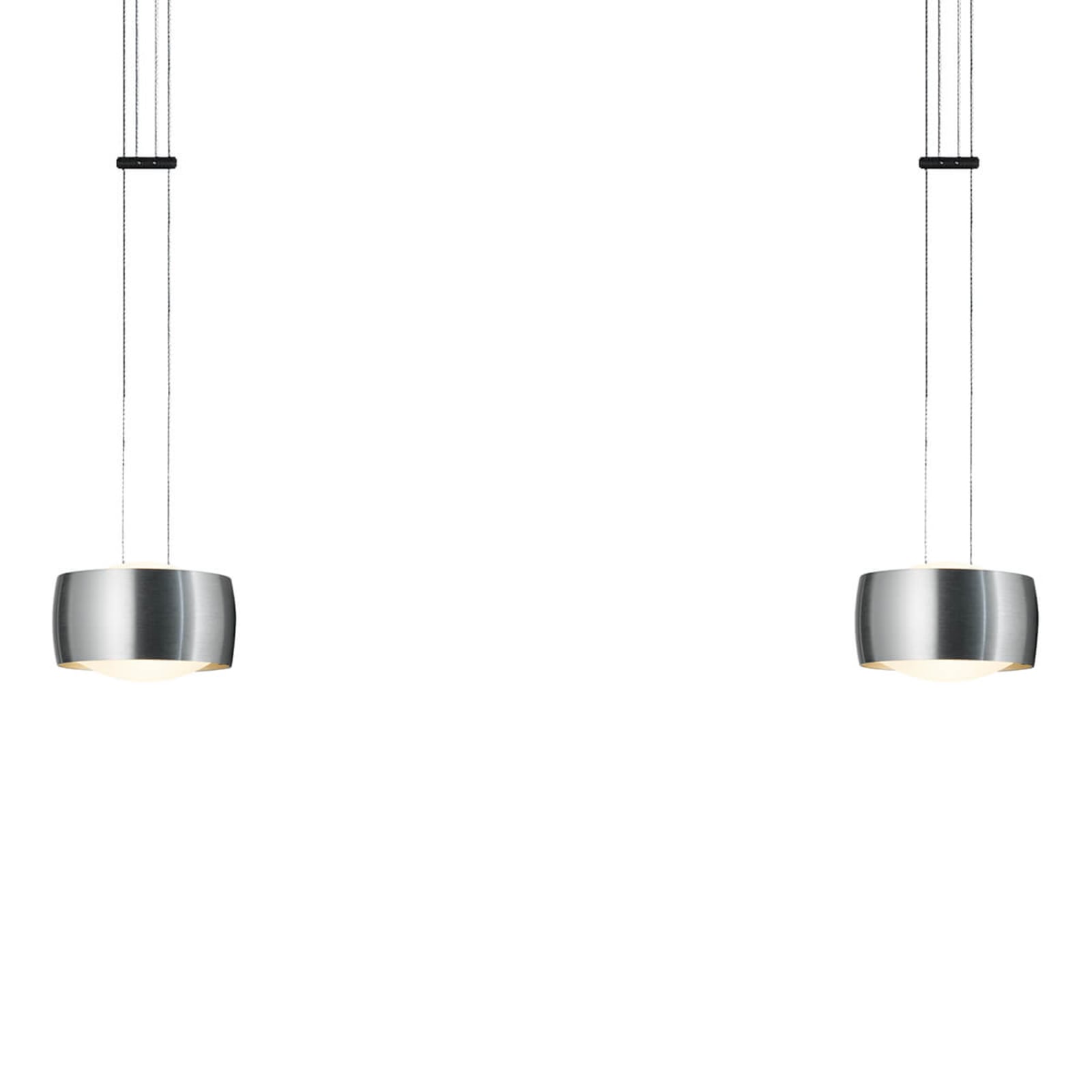 Oligo OLIGO Grace LED hanging light 2-bulb aluminium, for Living / Dining Room, aluminium, glass, 18 W, energy efficiency: A+, L: 83 cm, W: 13 cm