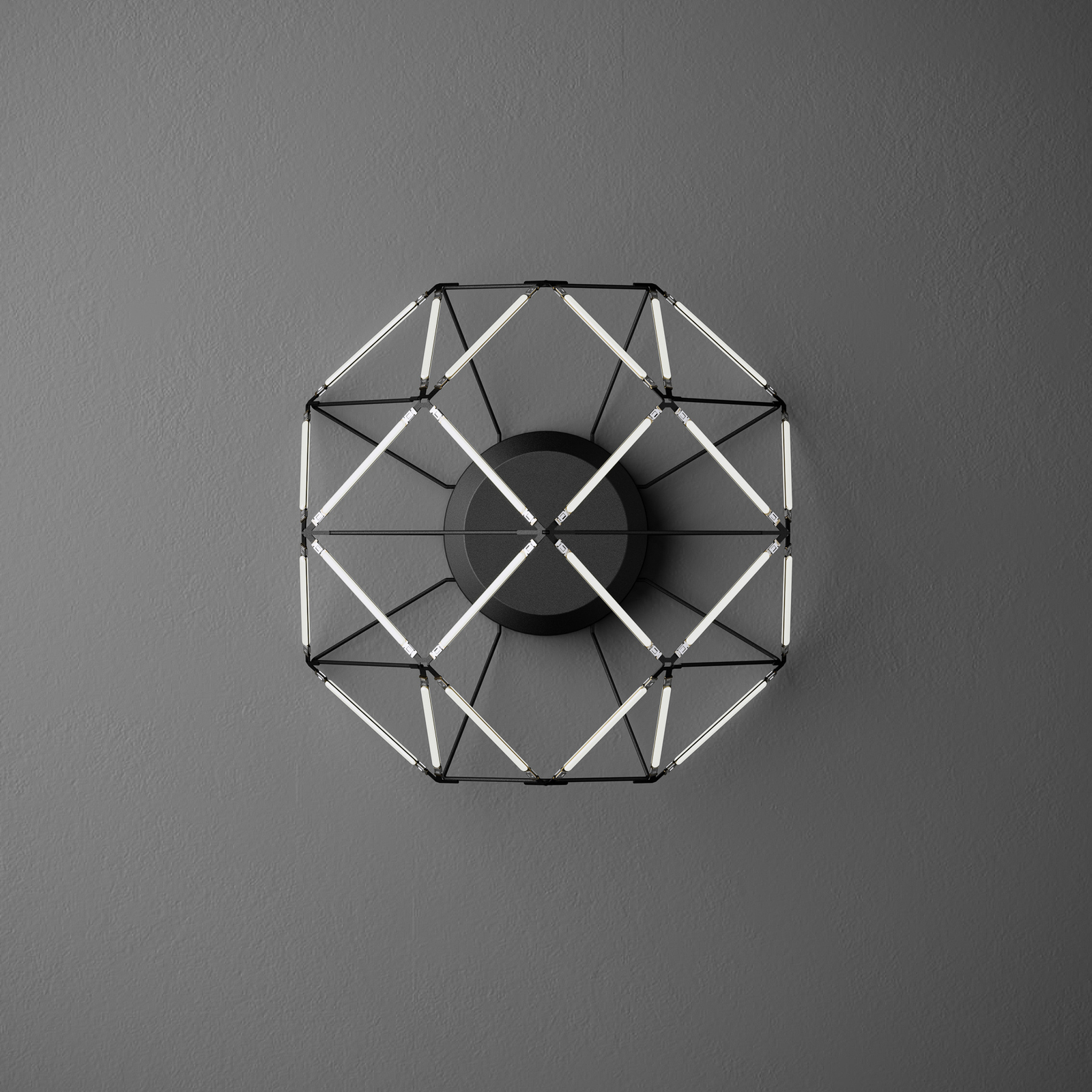 Applique murale LED Euclide, noir, métal, largeur 37,5 cm