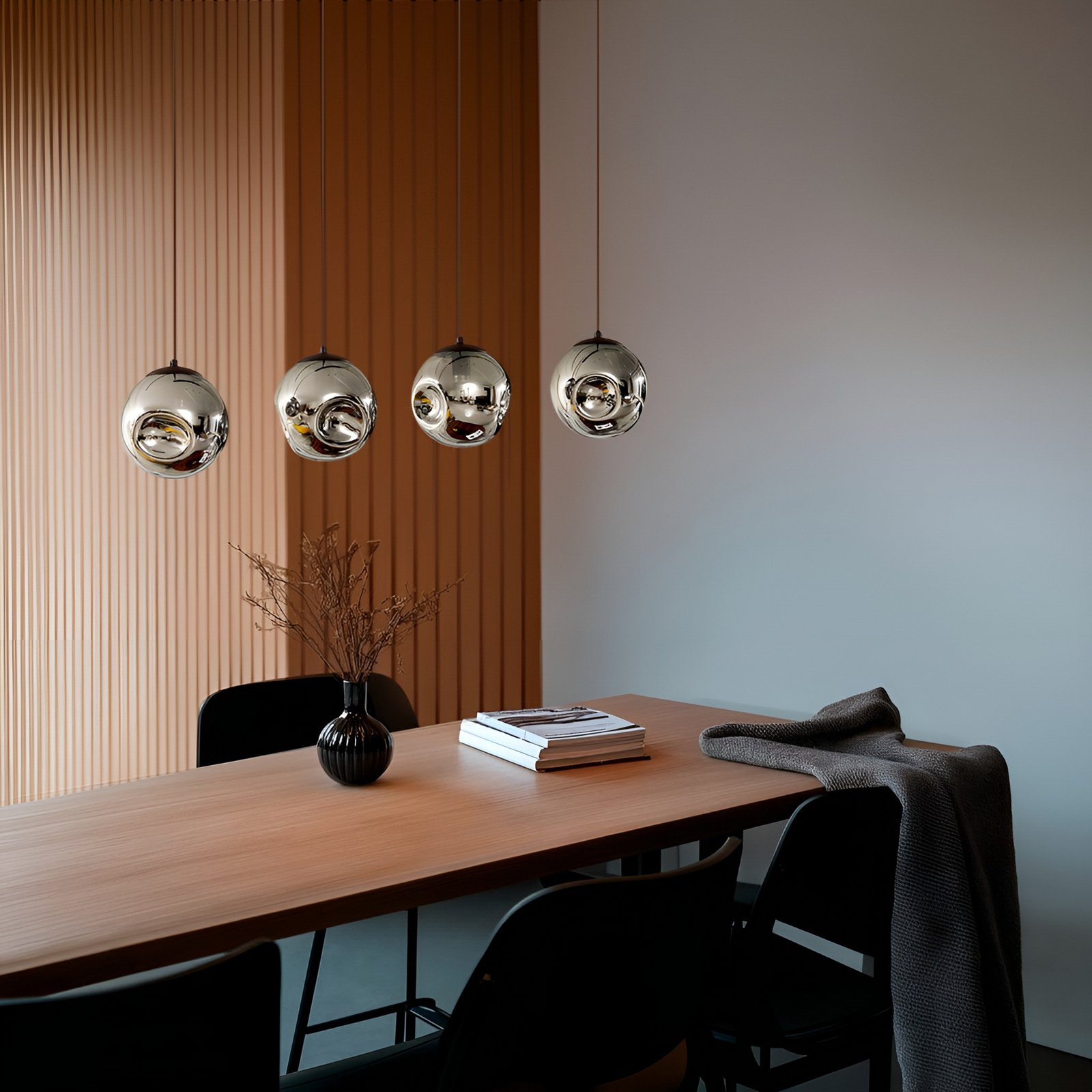 Lindby suspension Valentina, E14, 4 lampes, gris fumé, verre