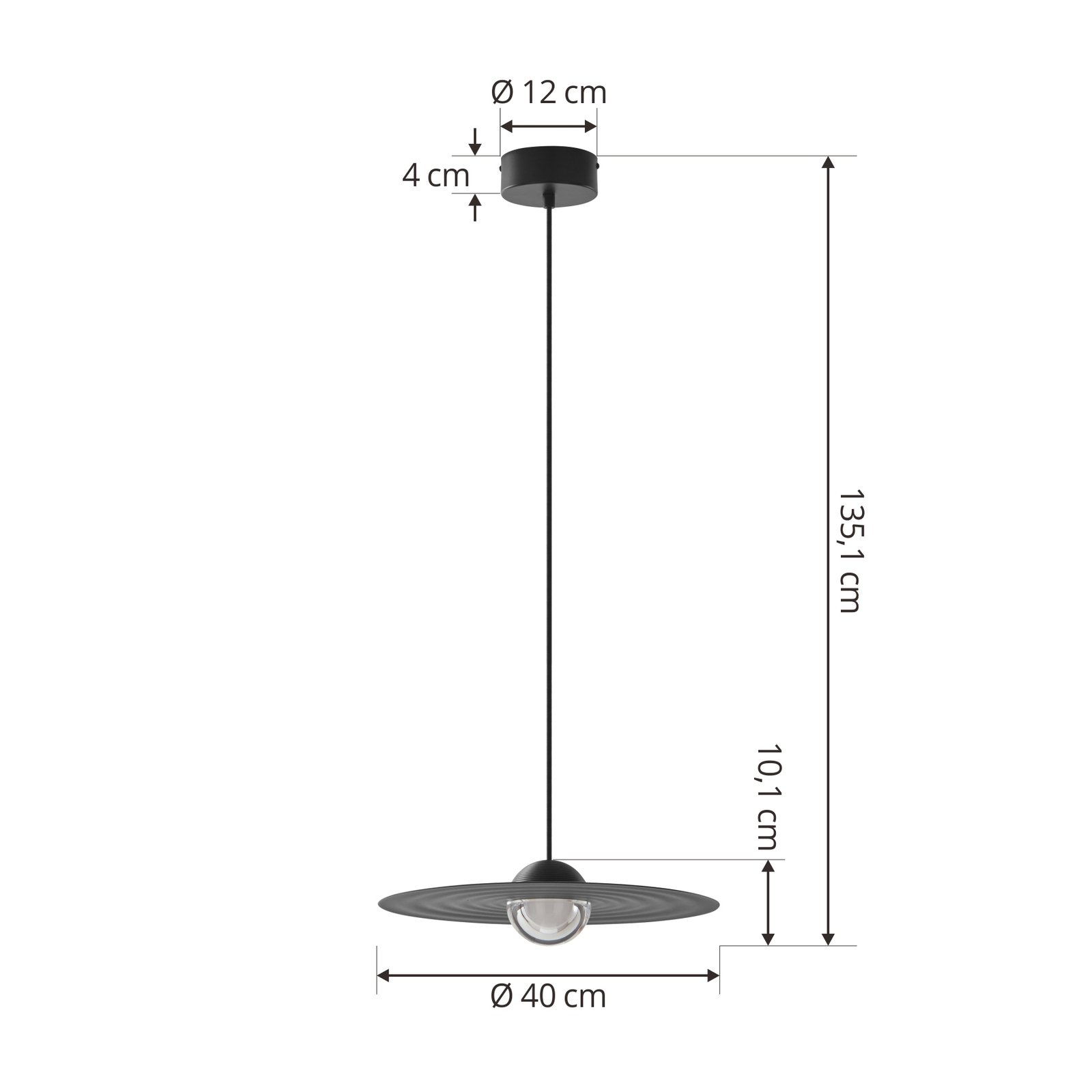 Lucande LED-es Tethrion függőlámpa, fekete, alumínium, Ø 40 cm