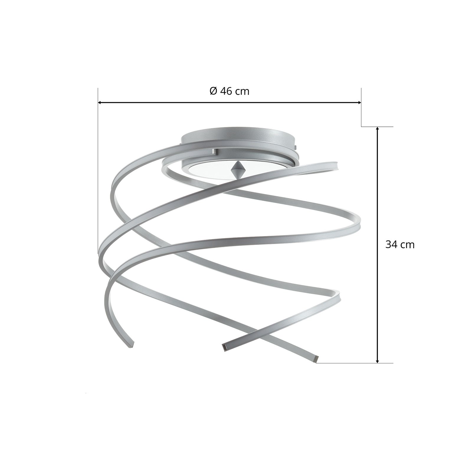 Stropna svetilka LED Lungo 3-ramenska aluminijasta z daljinskim