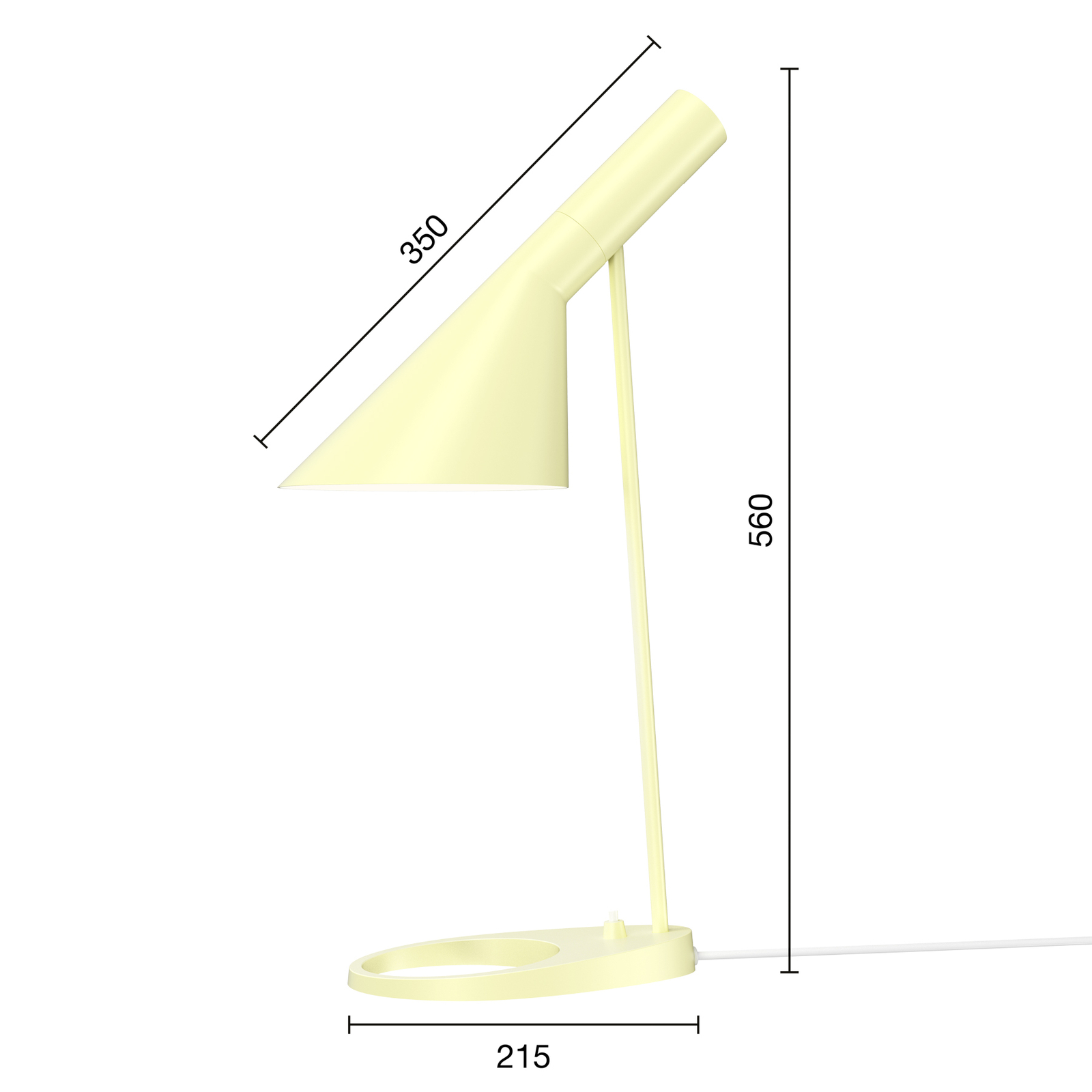 Louis Poulsen AJ dizajnerska namizna svetilka svetlo rumena