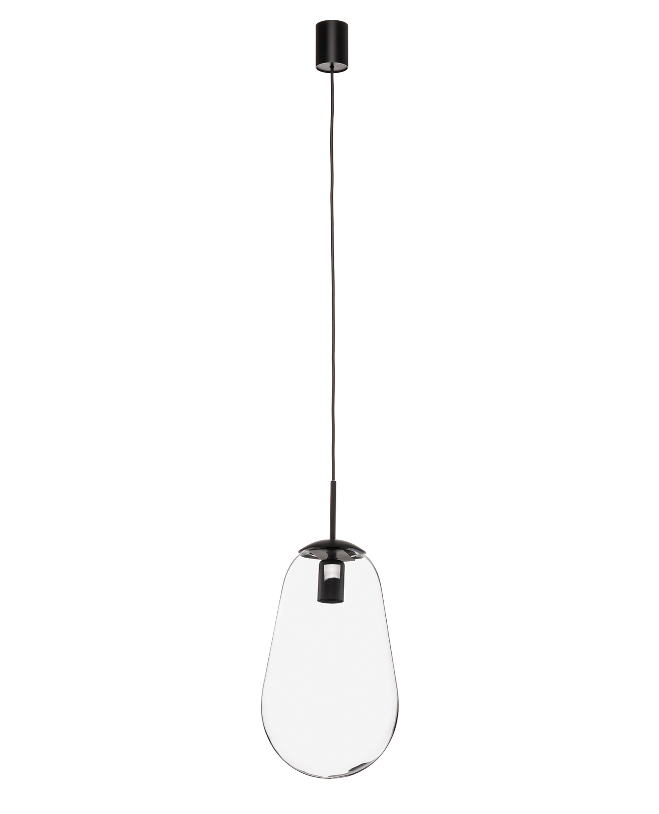 Hanglamp Pear M met glazen kap, zwart