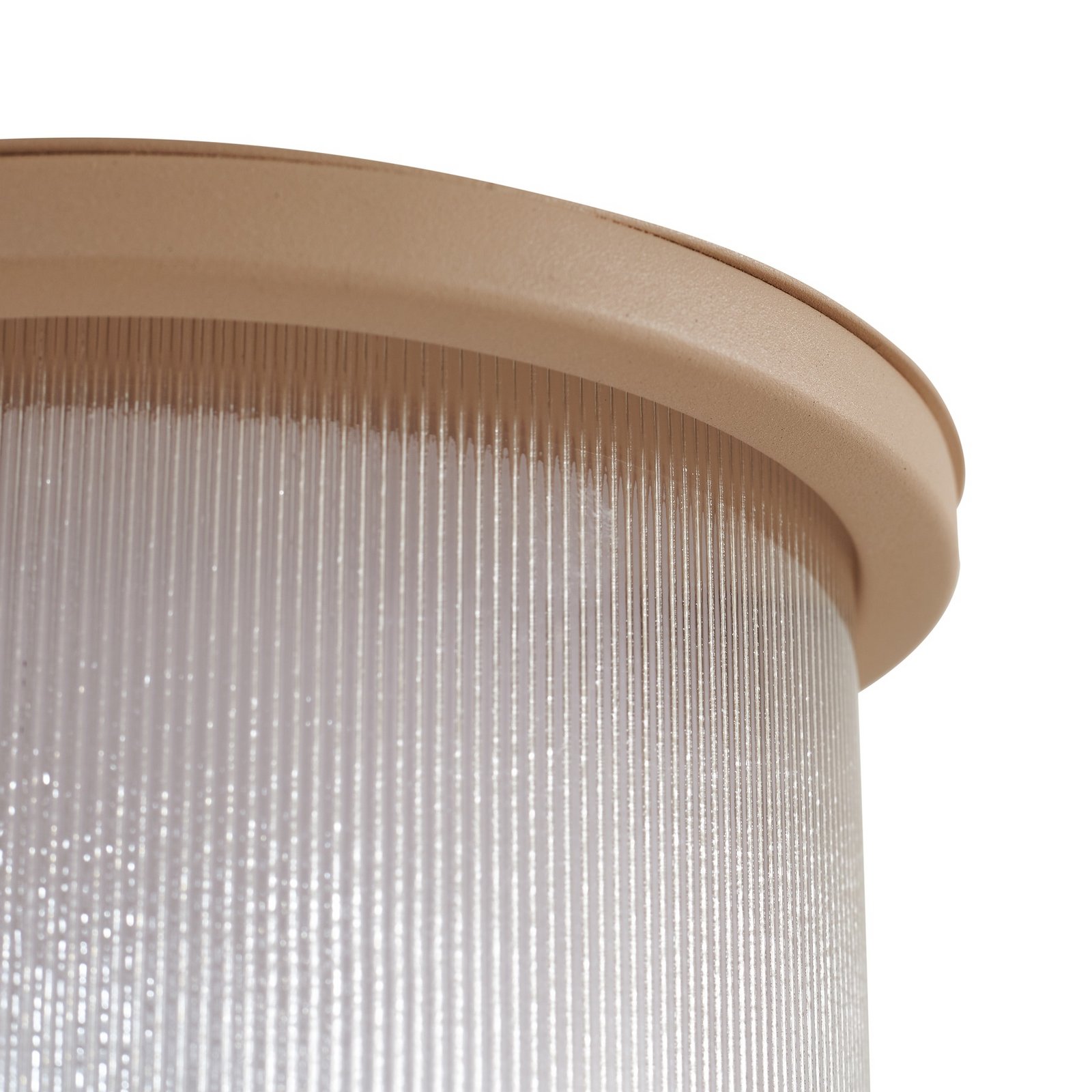 Calvik udendørs LED-væglampe, IP44, beige, 24 cm, riflet - Lindby