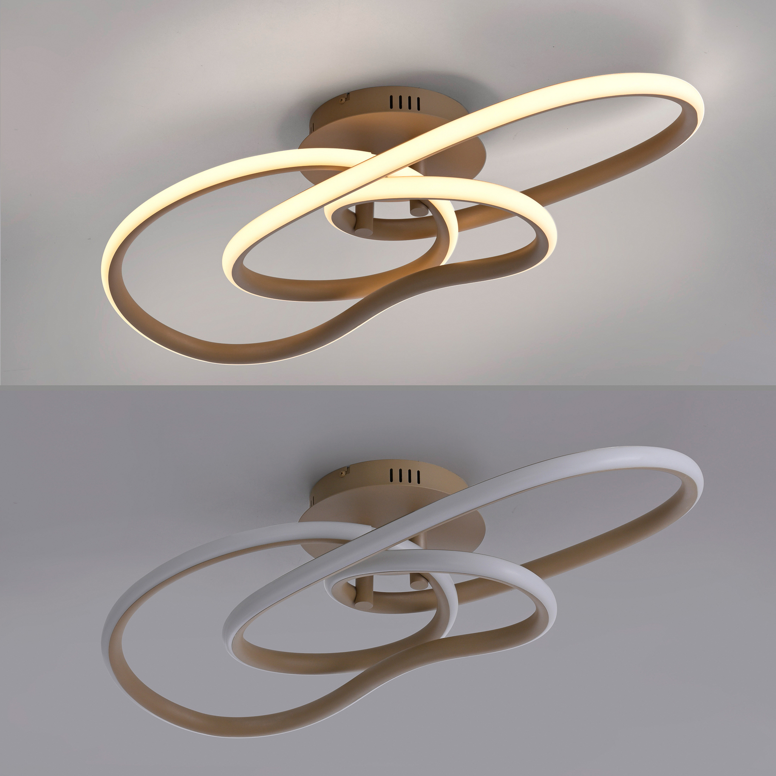 LED lubų šviestuvas „TWIST“, smėlio spalvos, ilgis 90 cm, metalinis, su LED lubų šviestuvas „TWIST“, smėlio spalvos, ilgis 90 cm, metalinis, su