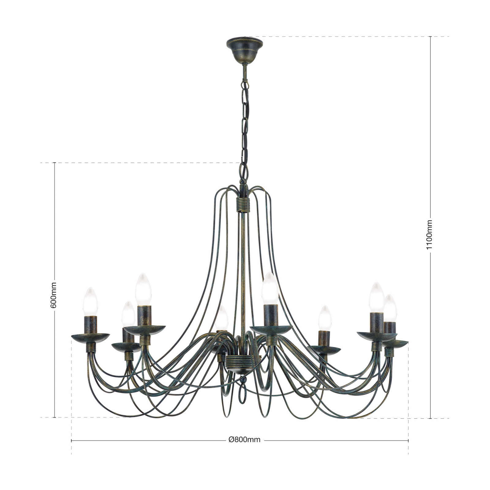 Candelabru mare 8 becuri CLARA, stil rustic