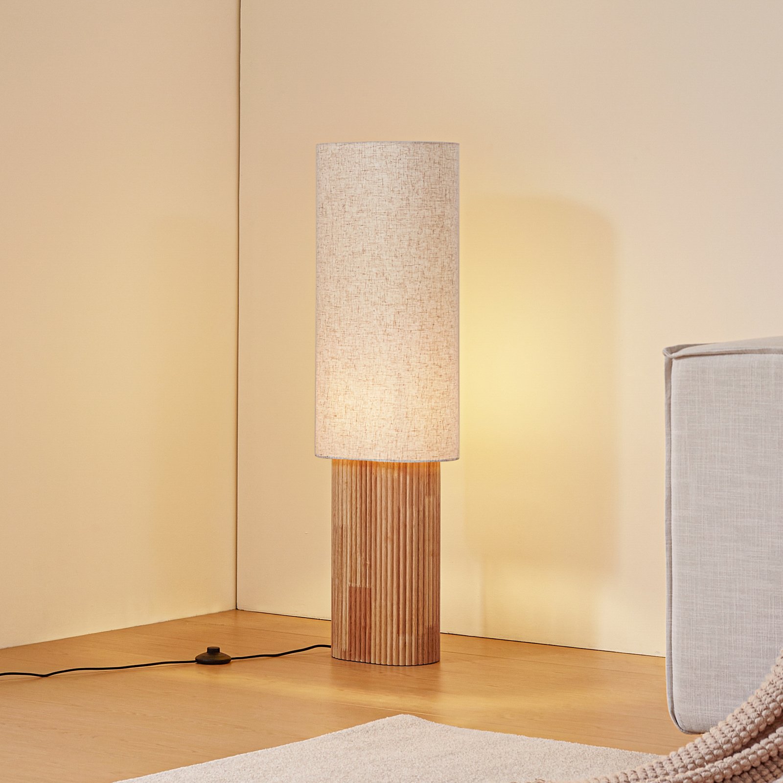 Lindby Stehleuchte Kimiko, Höhe 100 cm, Holz, Papier, E27