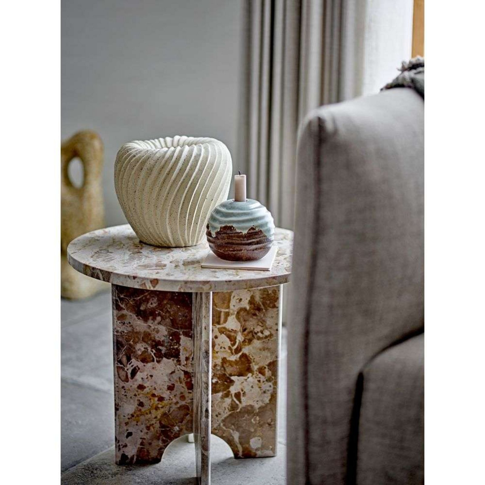 Jasmia Side Table Brown Marble  - Bloomingville