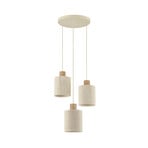 Lampada a sospensione Arlo, beige, tessuto/legno, Ø 40 cm, a 3 luci