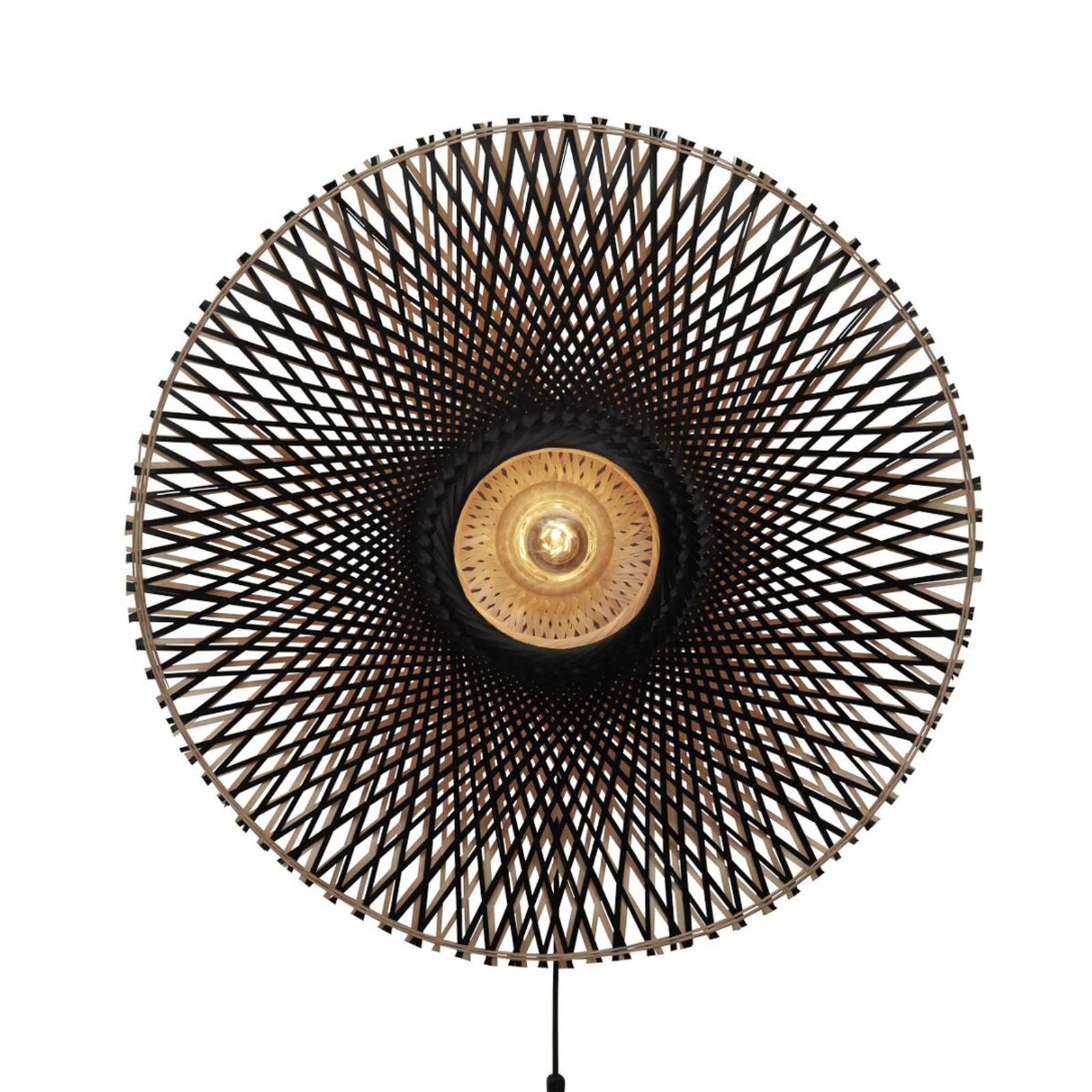 GOOD&MOJO Wandleuchte Kalimantan in Schwarz und Natur E27 870mm - black