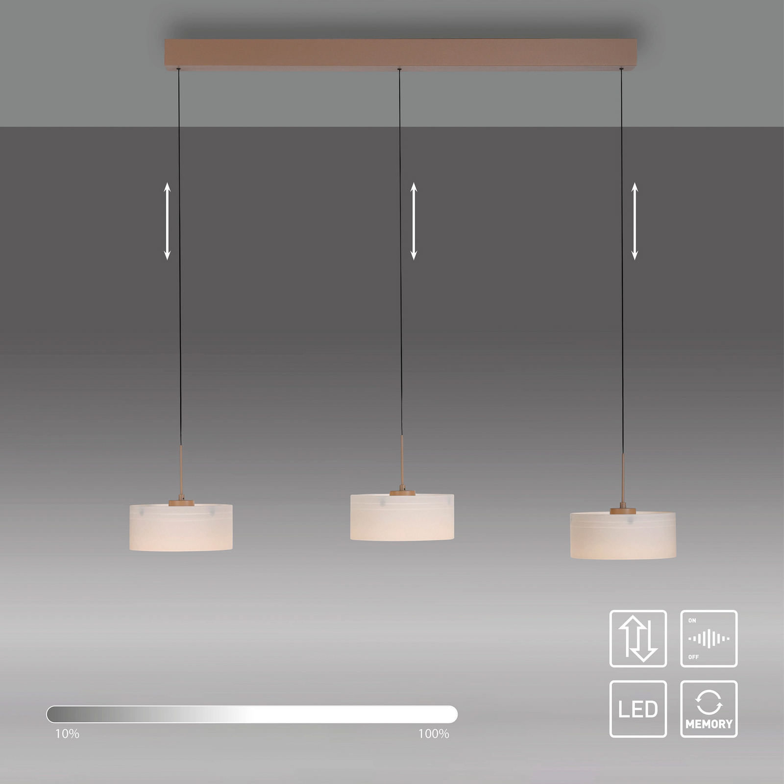 LED pakabinamas šviestuvas „MARIKA“, smėlio spalvos/baltas, 105 cm, 3 lemputės, LED pakabinamas šviestuvas „MARIKA“, smėlio spalvos/baltas, 105 cm, 3 lemputės,