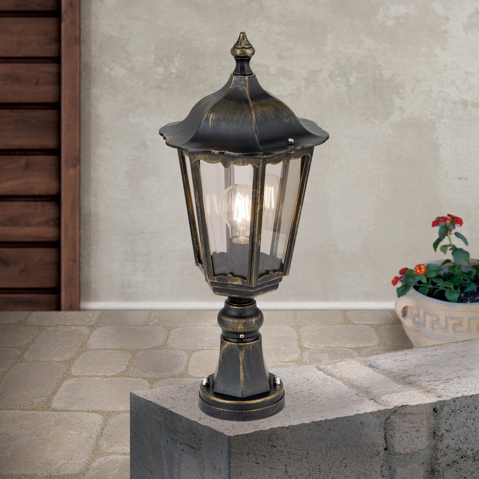 Fabio Outside Pillar Light in Black-Gold