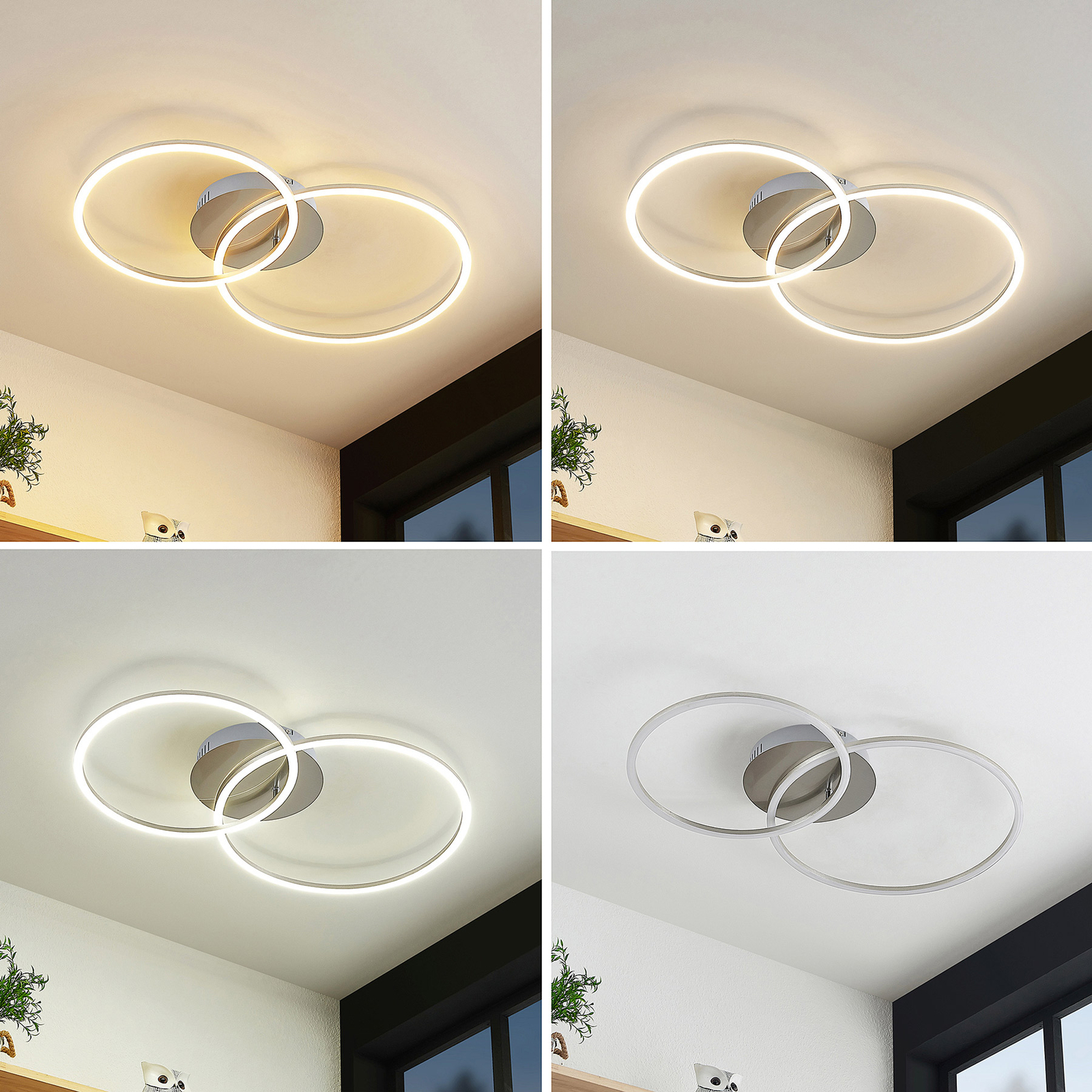 Lucande Lucardis LED-taklampe, 2 lyskilder, rund