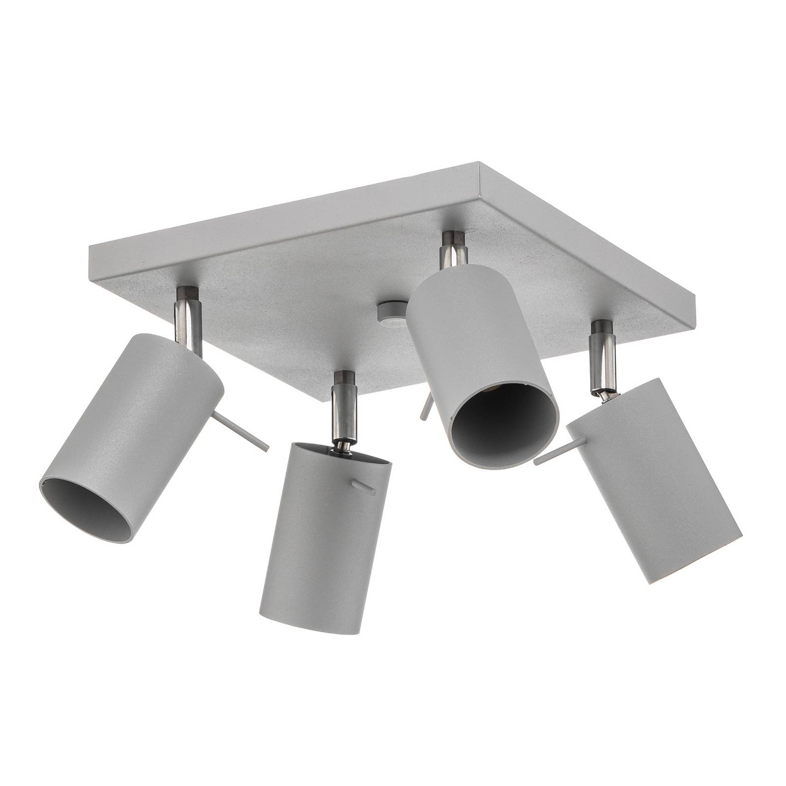 Euluna Round downlight, grey, 4-bulb square, for Living / Dining Room, steel, GU10, 40 W, L: 25 cm, W: 25 cm, H: 15 cm