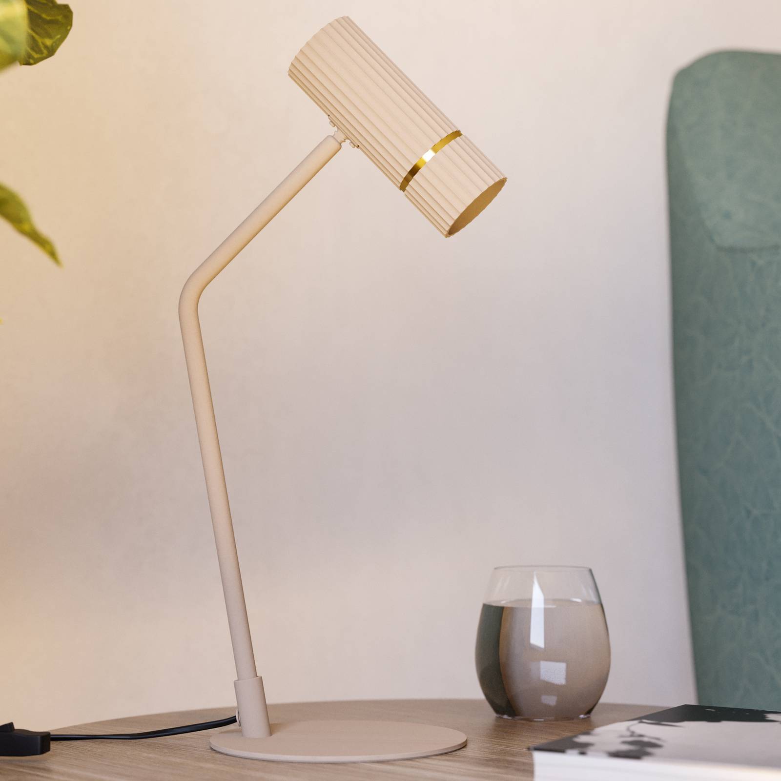 LED-Tischlampe Caminia, Höhe 48,5 cm, sandfarben, Stahl günstig online kaufen