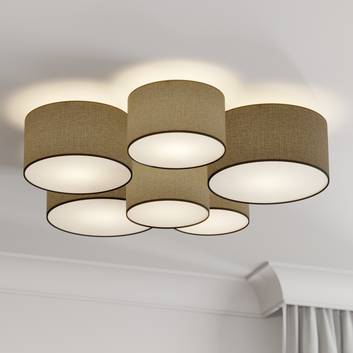 Lindby Laurenz plafondlamp, 6-lamps, grijs