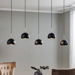 Cool pendant light, 5-bulb long, black