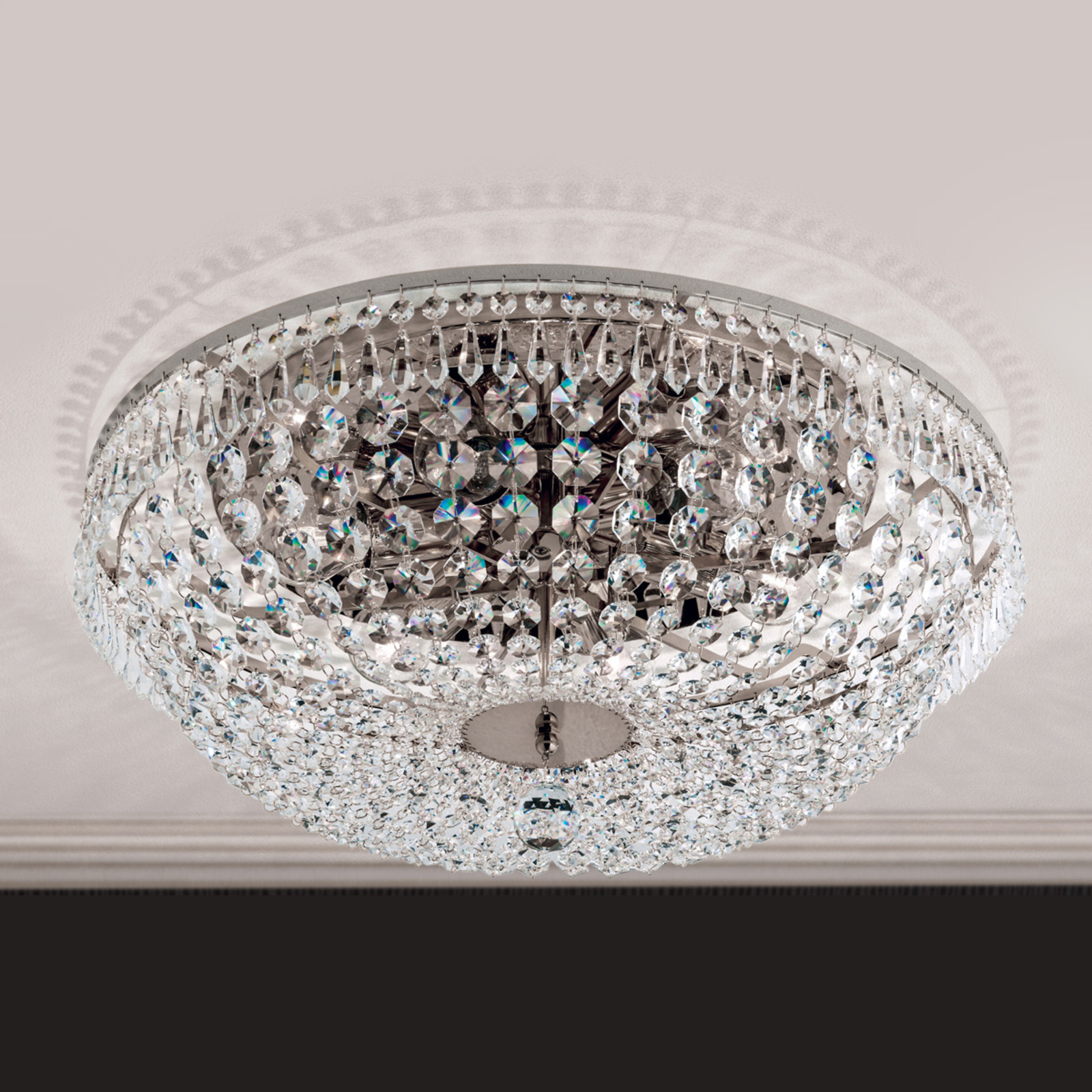 Plafondlamp SHERATA met chroomrand, 55 cm