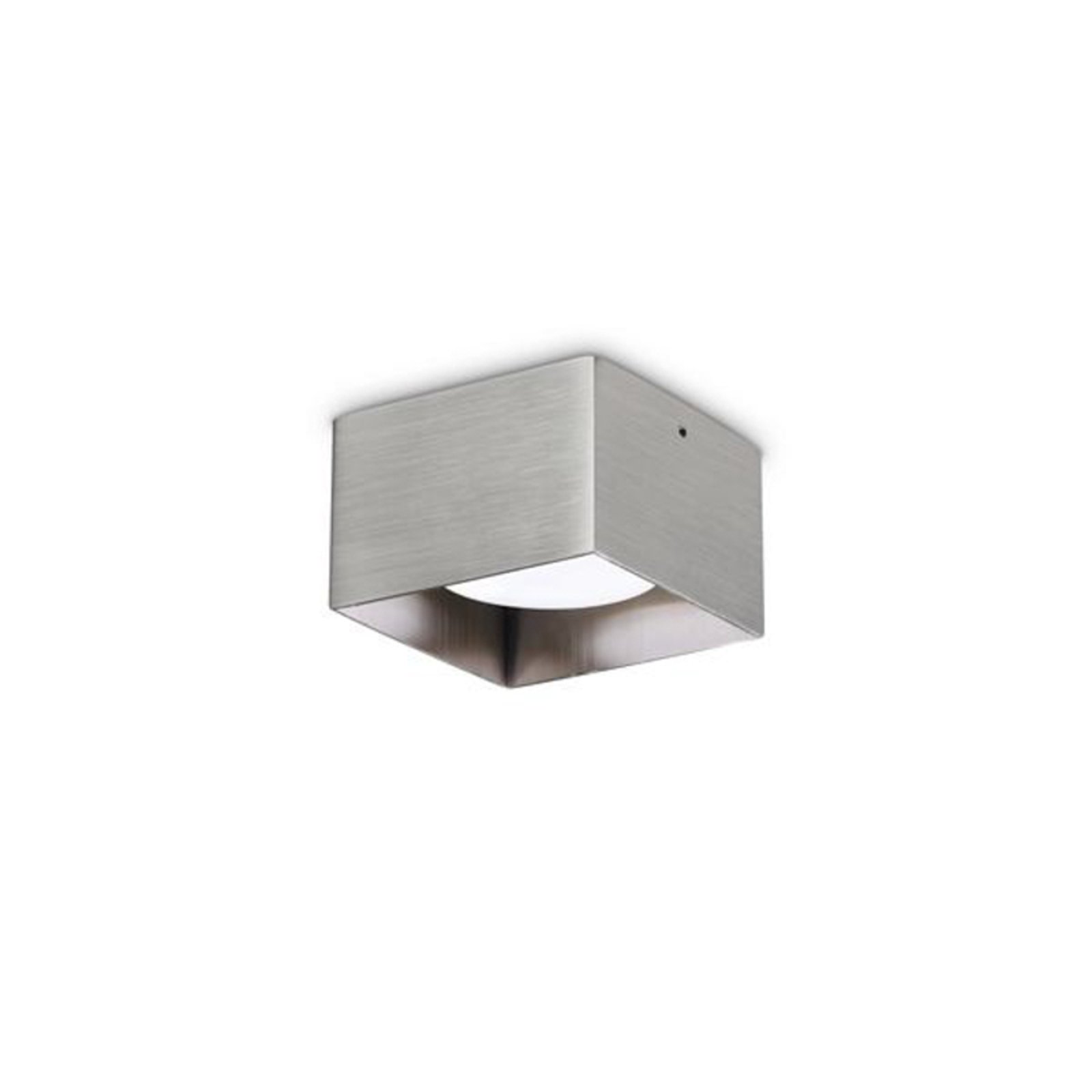 Ideal Lux downlight Spike Square, nikkelfarvet, aluminium, 10x10cm