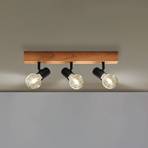 Townshend ceiling lamp 3 made of wood 3-bulb black