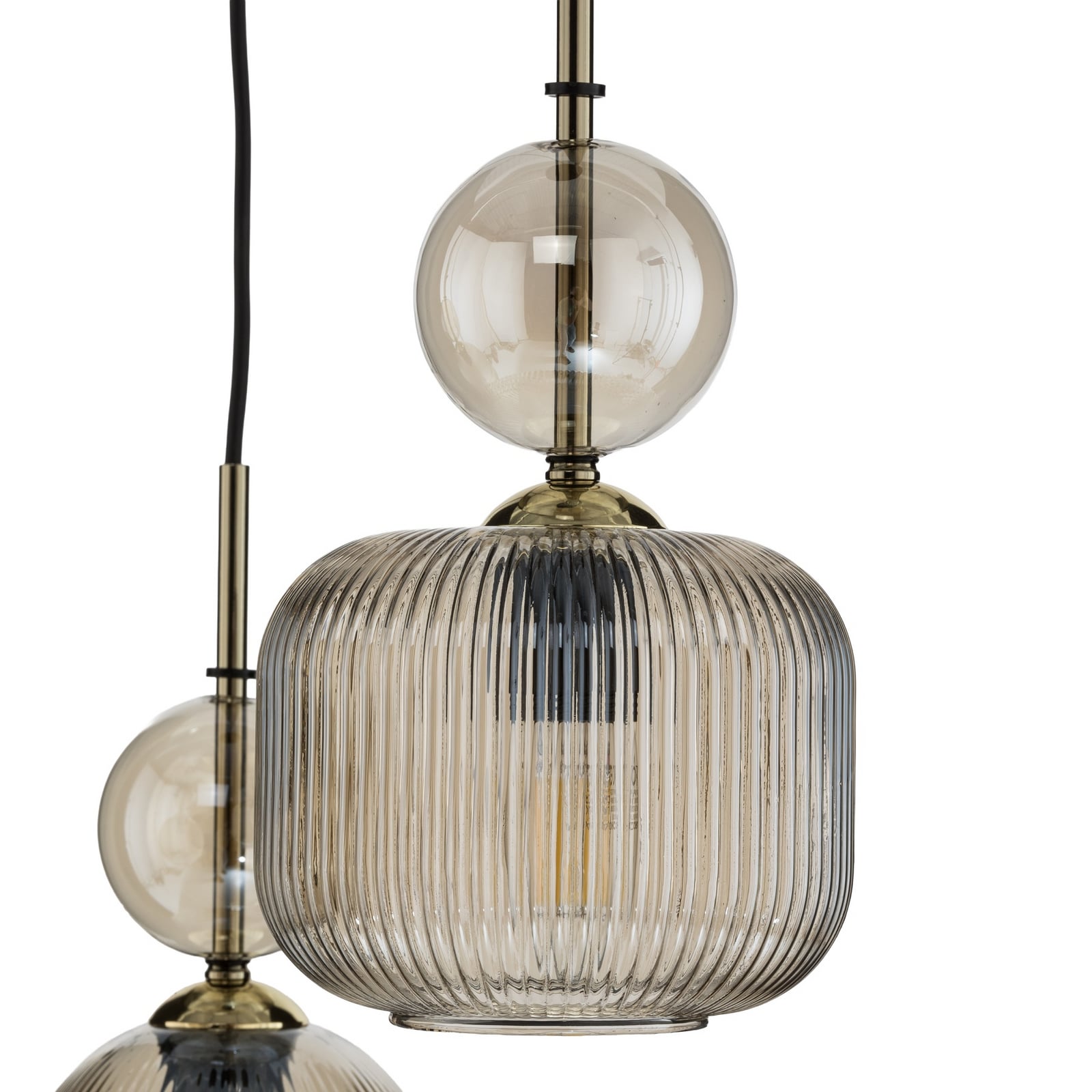 Hanglamp Sophia, 3-lamps, Ø 41 cm, cognac/zwart, E14