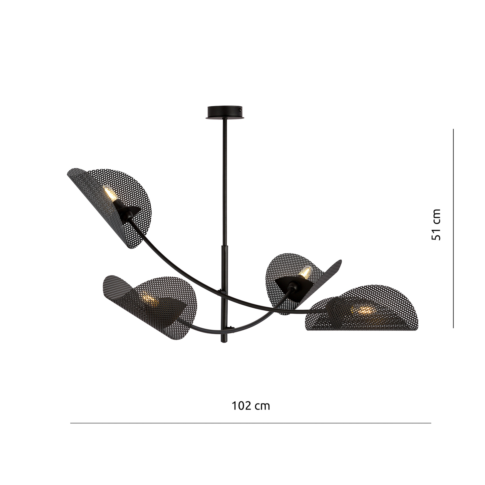 Plafonnier Gladio, noir, à 4 lampes