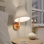 Lucande Jinda vegglampe, trestamme, fløyelsgrå