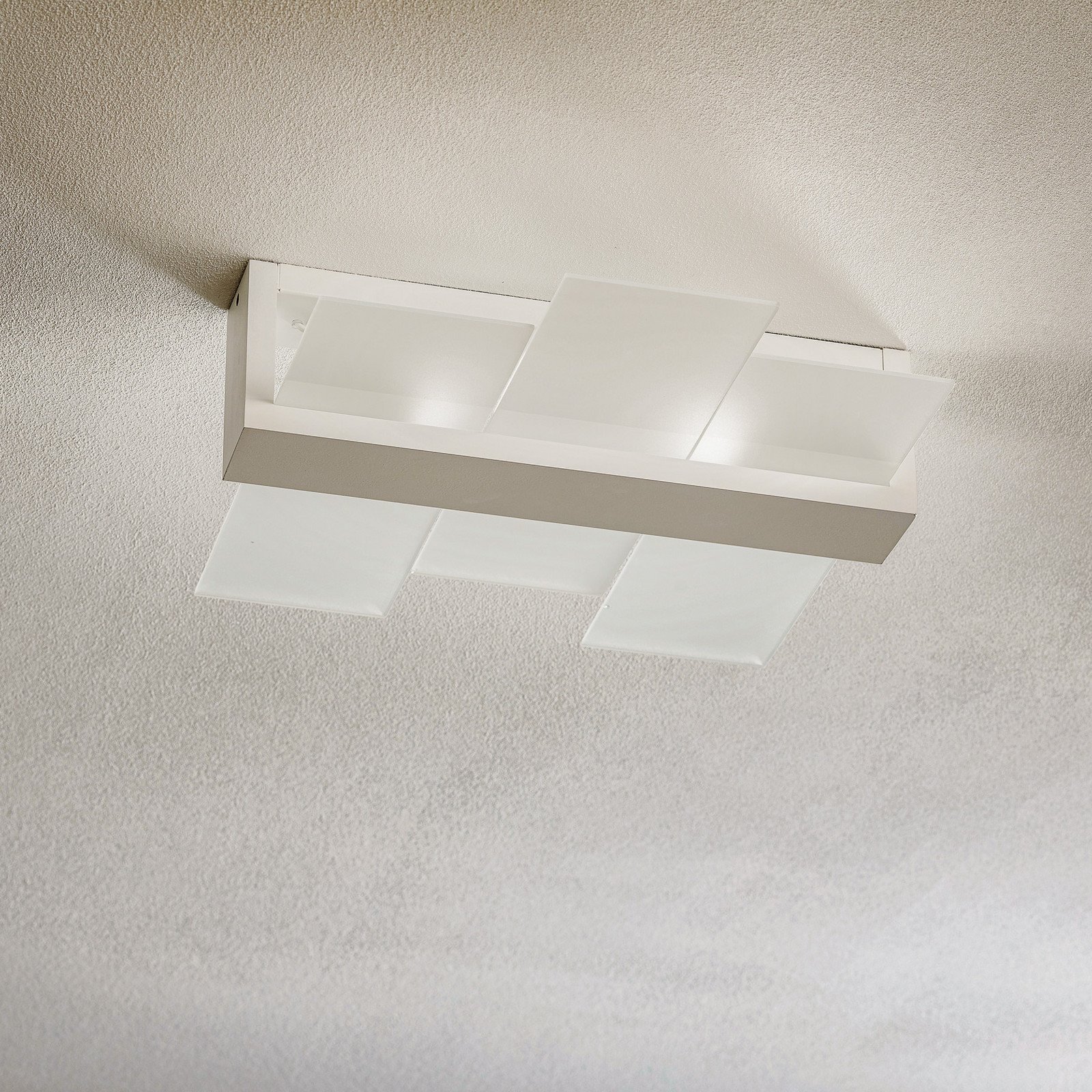 SOLLUX LIGHTING Plafonieră Shifted 2 sticlă alb - Camera de zi / sufragerie - modern - alb-opal alb