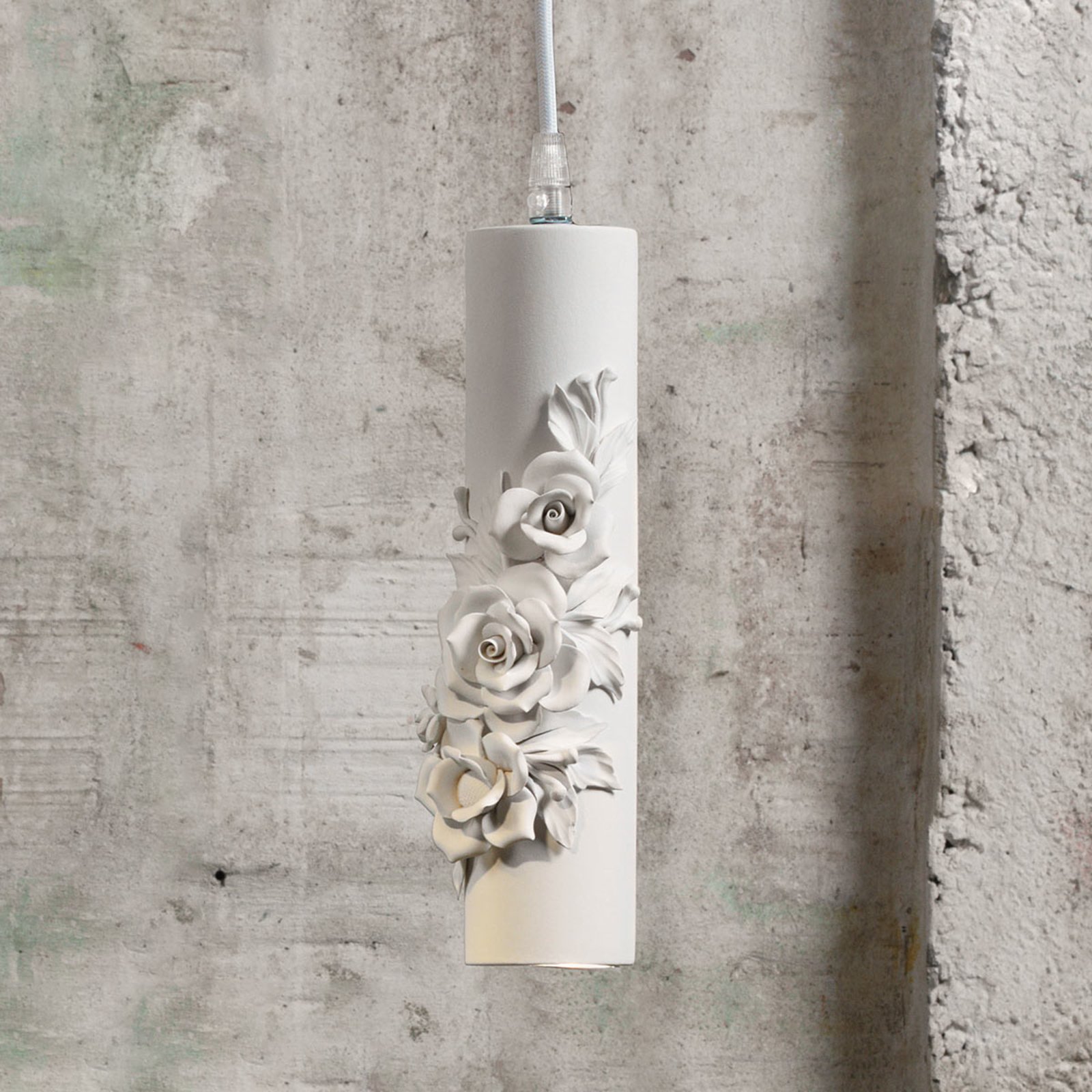 Designer LED hanging lamp Copodimonte, ceramics