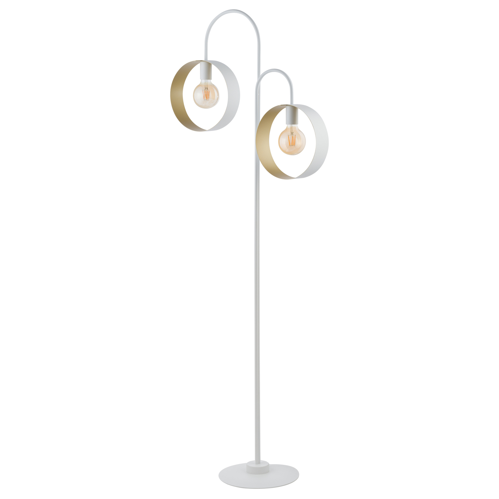 Hula floor lamp with two rings, white/gold