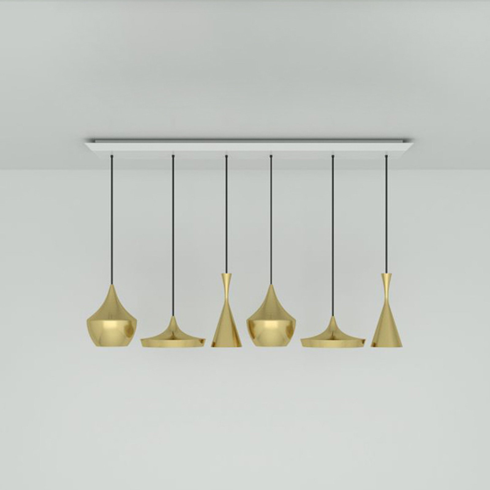 Tom Dixon Beat Range Linear hanging light 6-bulb