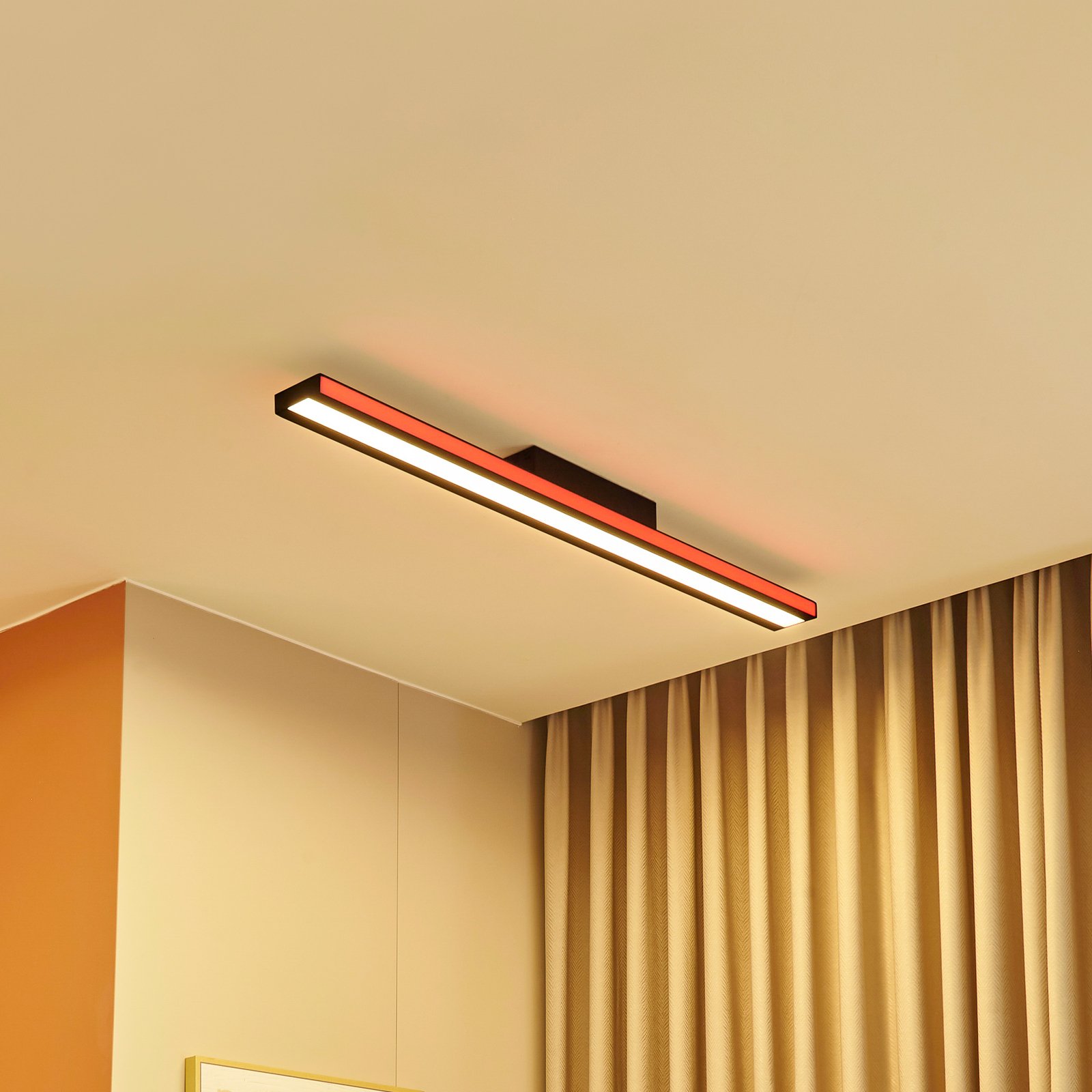 Lucande Smart LED ceiling light Leicy black 8 cm RGB CCT