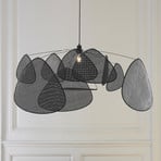 MARKET SET lampă suspendată Ecran XL, 60 cm, negru, rattan