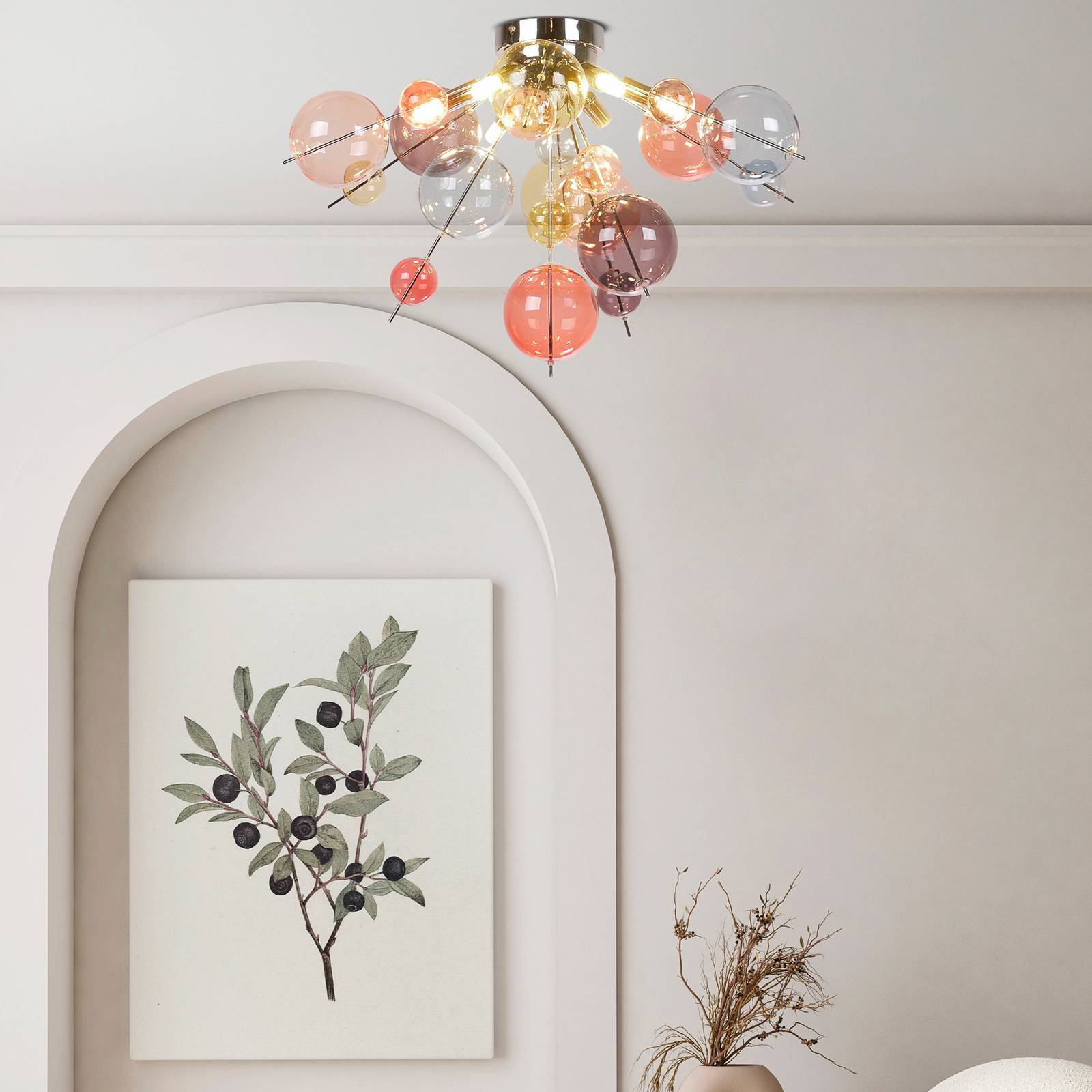 Deckenleuchte Explosion, Ø 57 cm, Glas, Pastell-bunt, G9 günstig online kaufen