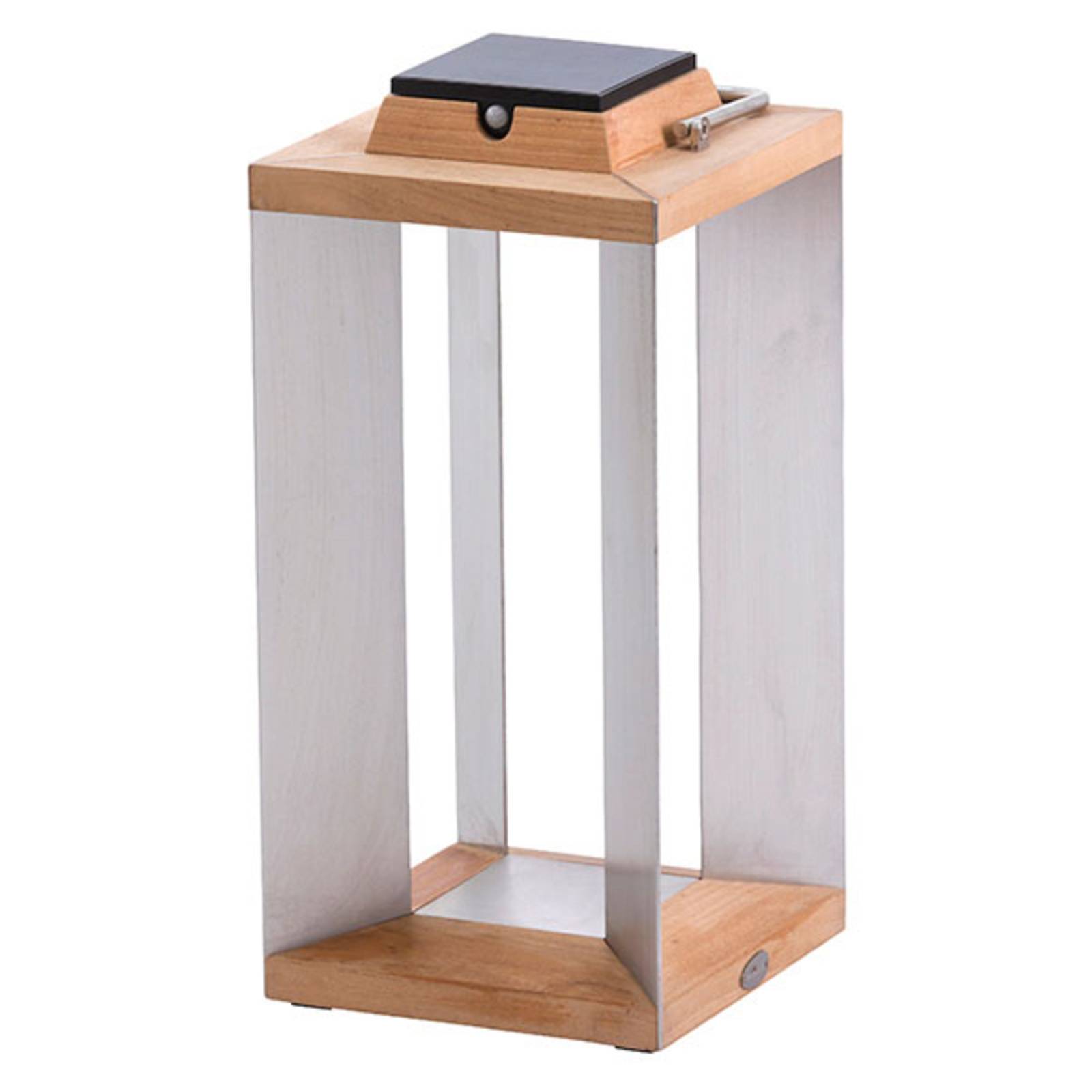 Teckinox LED szolárlámpa, teak/acél, 45.5cm