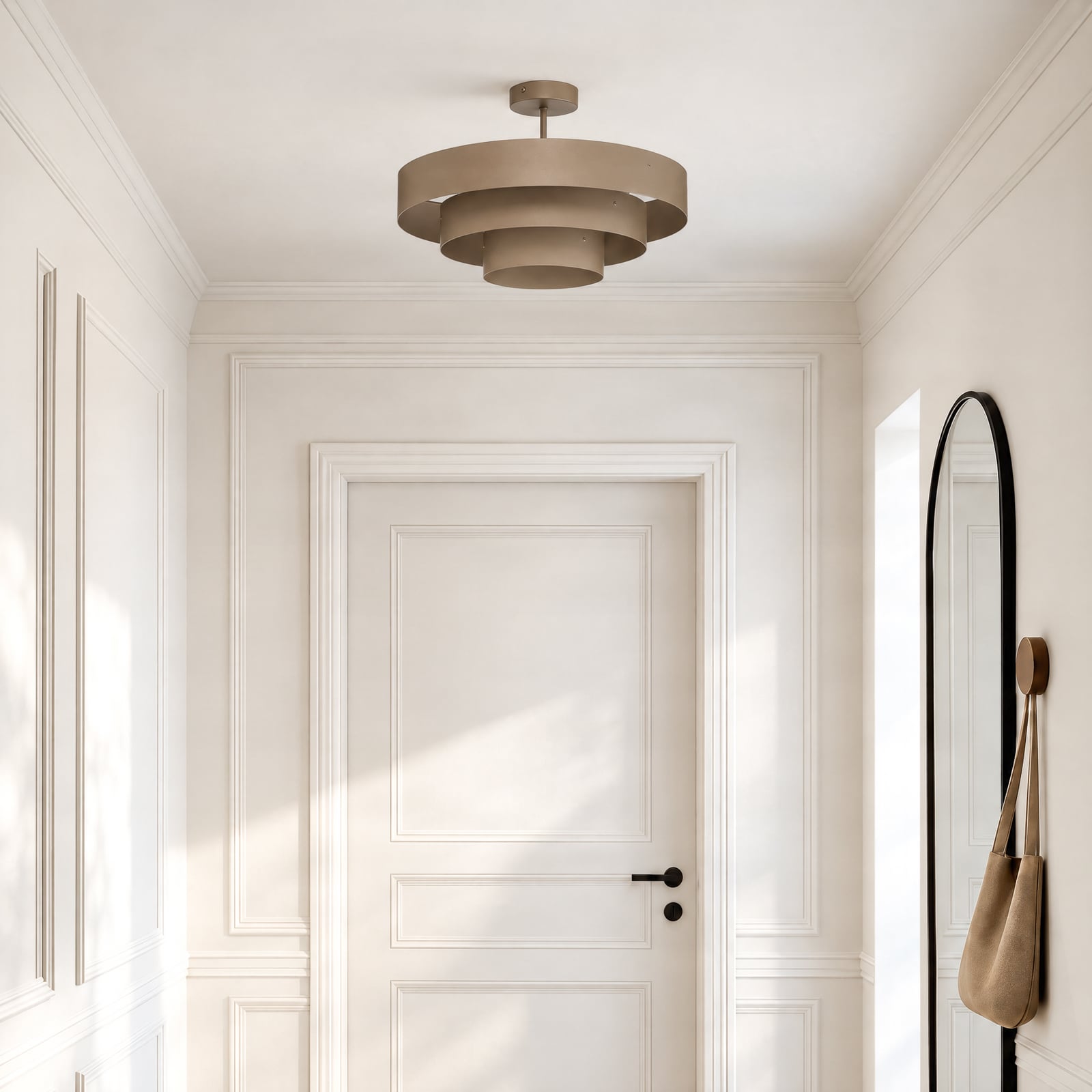 Plafoniera Trio, grigio-beige, metallo