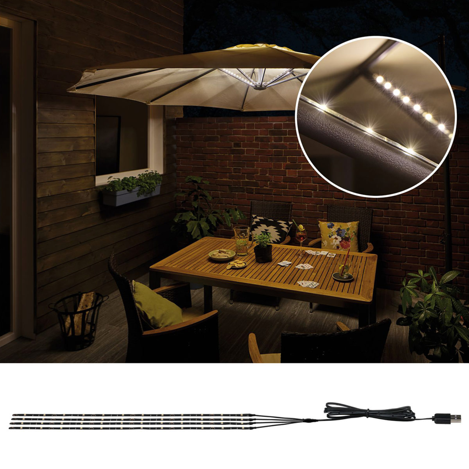 Paulmann Mobile Strip Parasol-Light 4 x 40cm