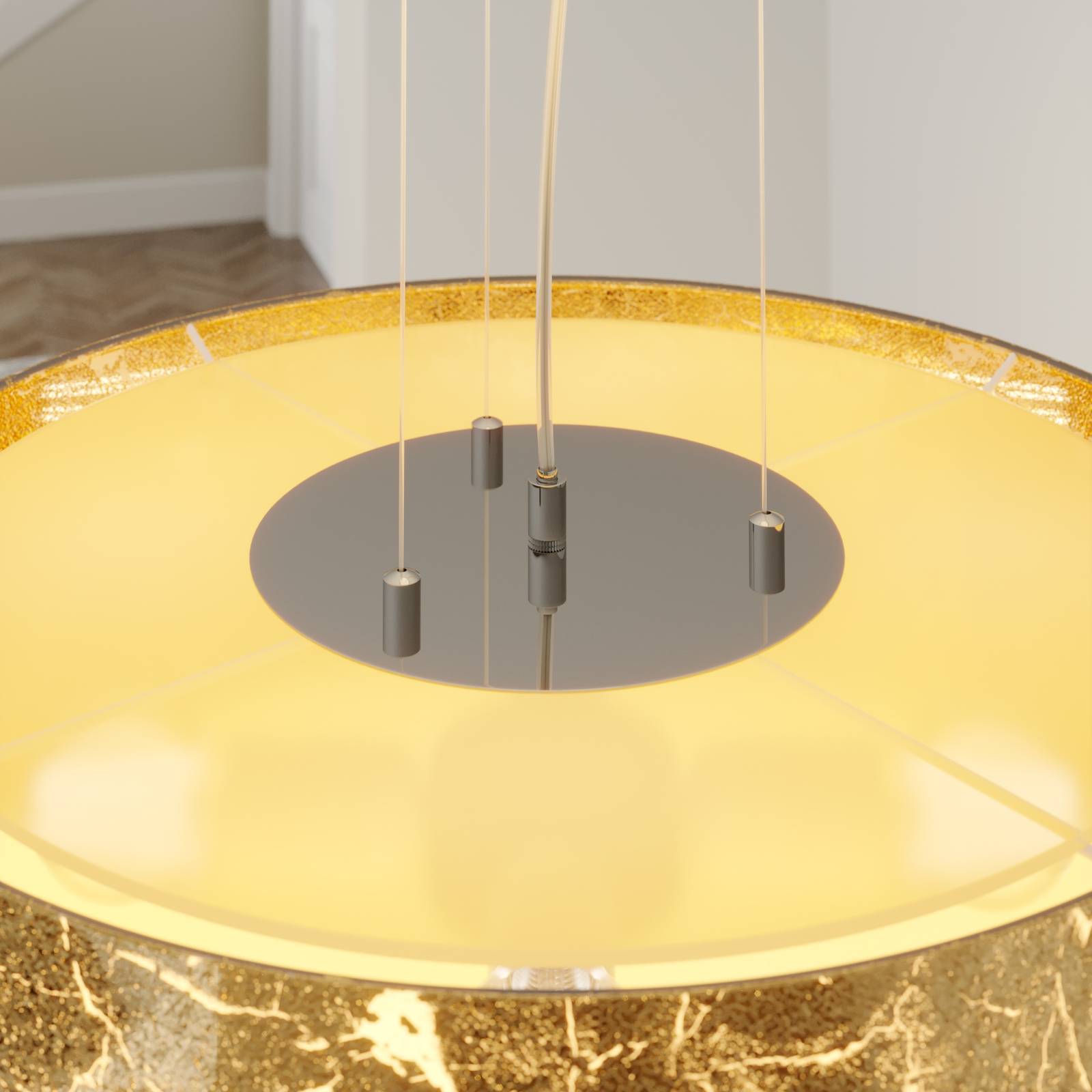 Quitani lampa wisząca Aura, złota, Ø 50 cm, 4-punktowa