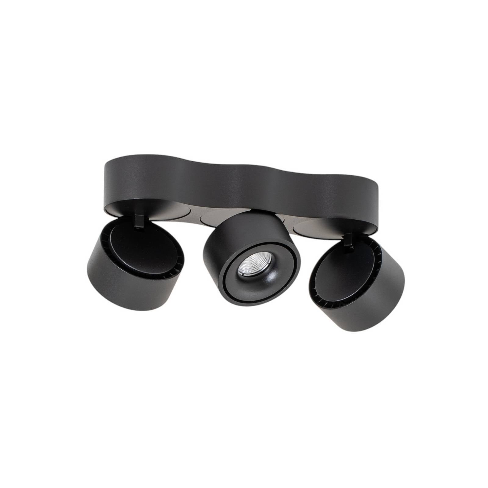 Arcchio LED-Deckenleuchte Rotari, Linsen, 3-flammig, schwarz
