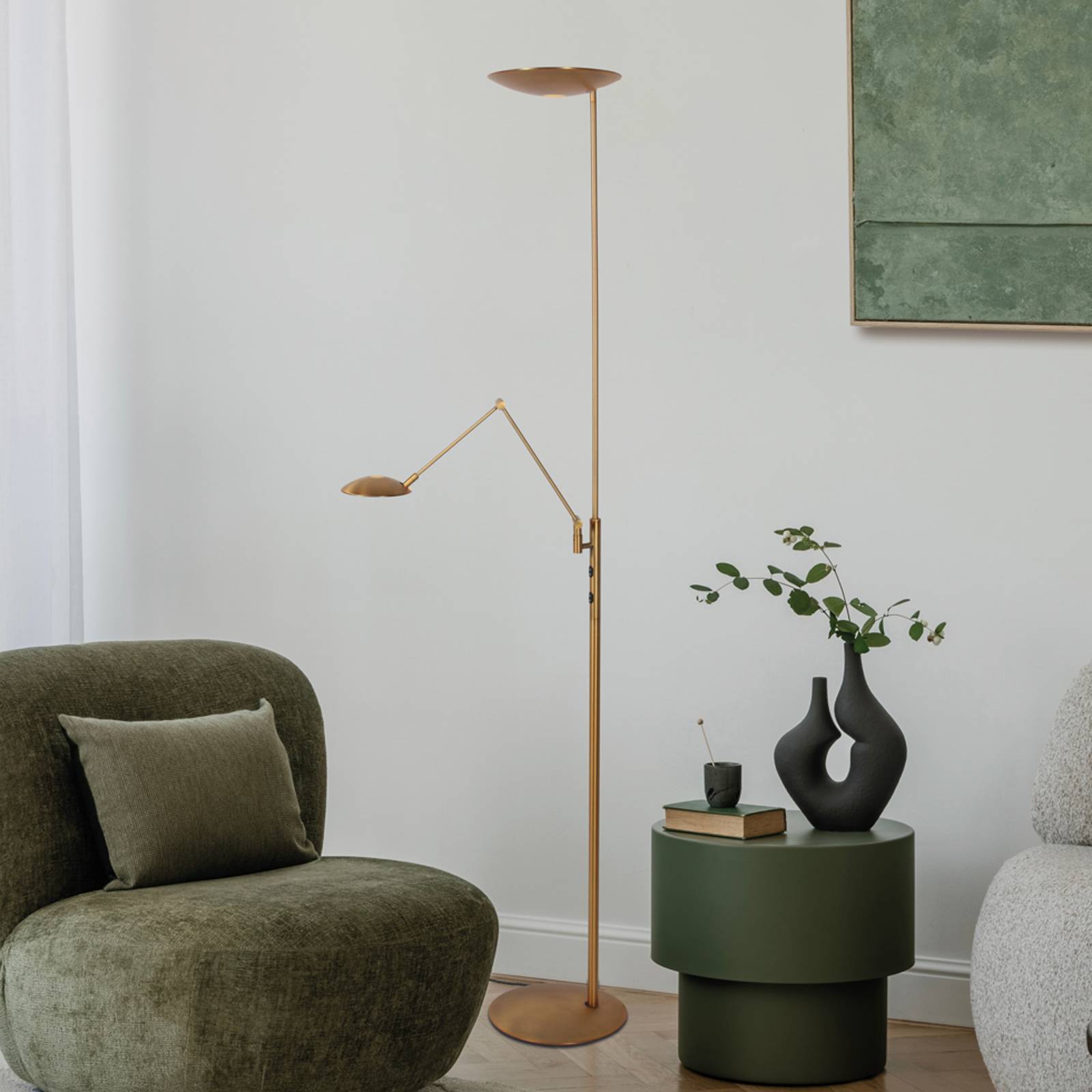 Lampa LED oświetlająca sufit Daphne 2 + – lampka do czytania, kolor brązowy,