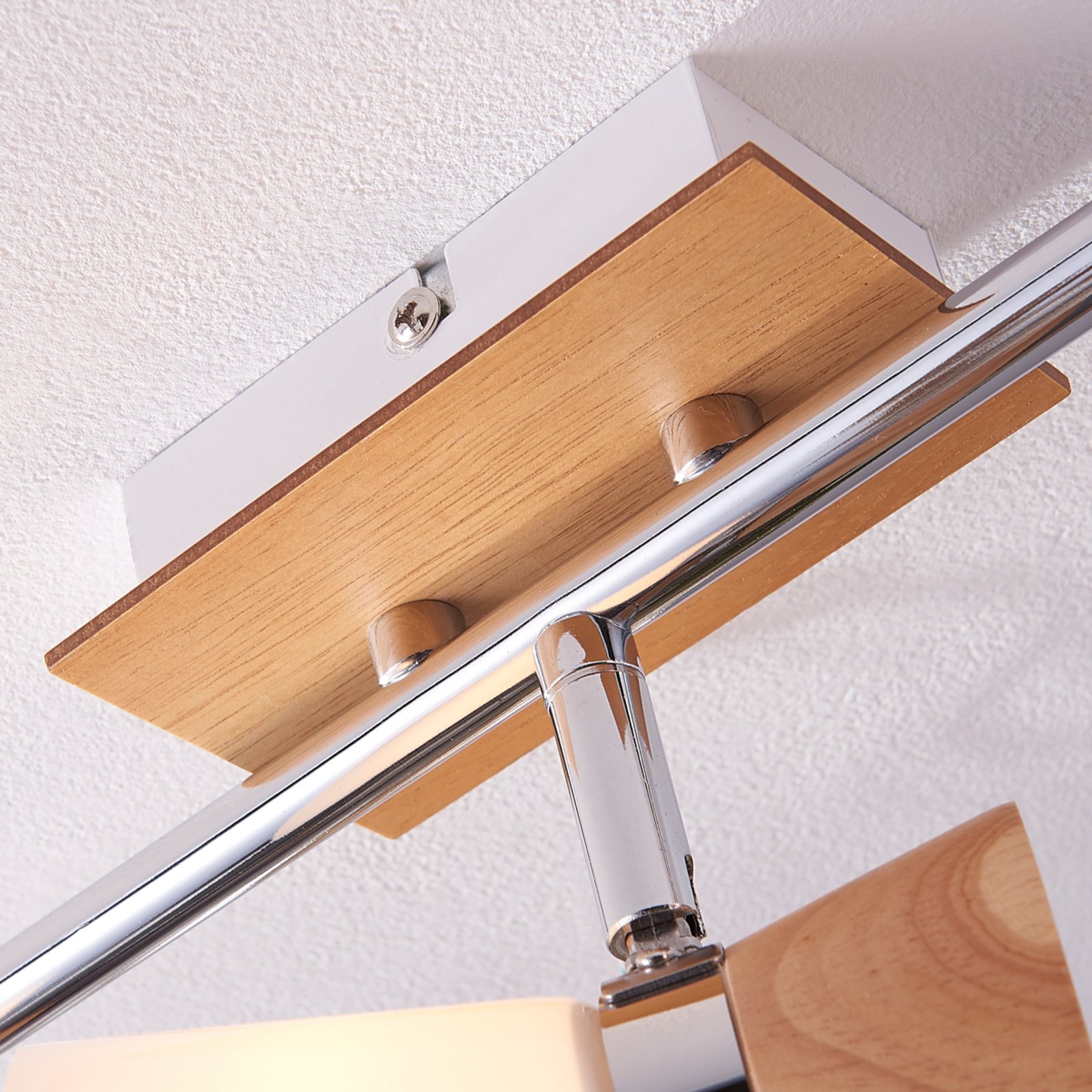 Vivica 3 Plafondlamp White/Light Wood/Chrome - Lindby