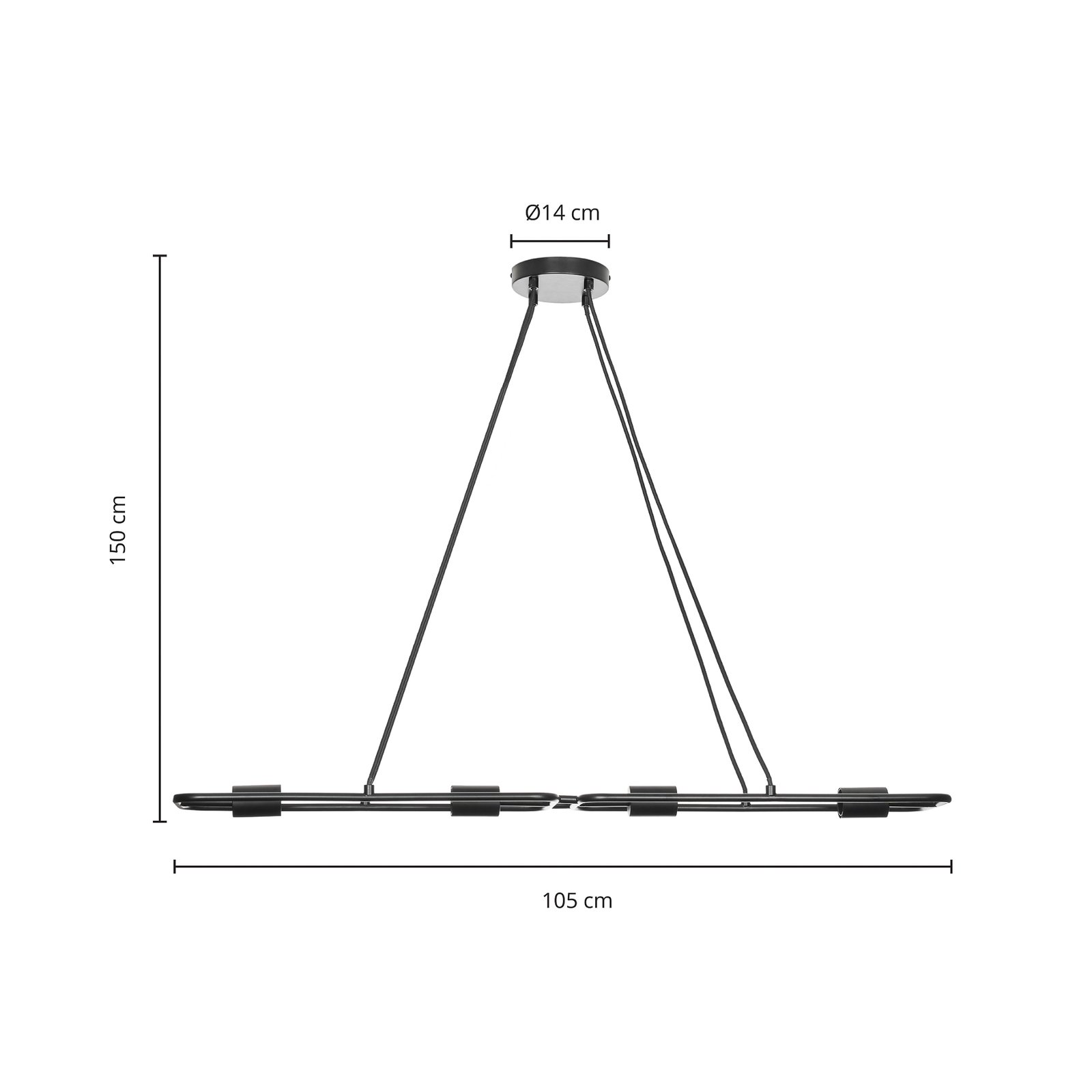 Lucande Tornike suspension, à quatre lampes, fer