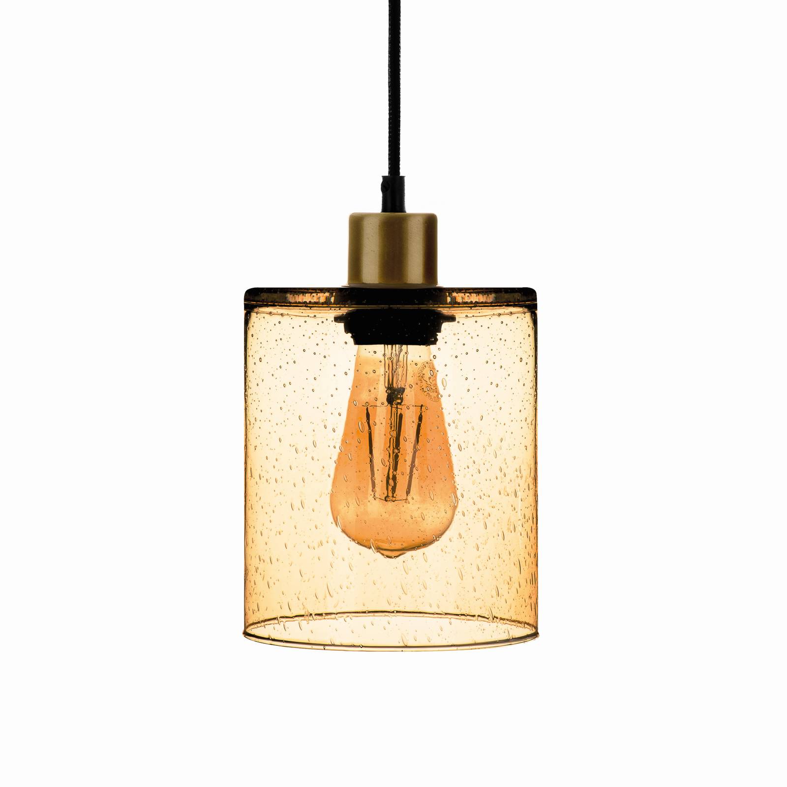 E-shop Závesná lampa Soda so žltým skleneným tienidlom Ø 15 cm