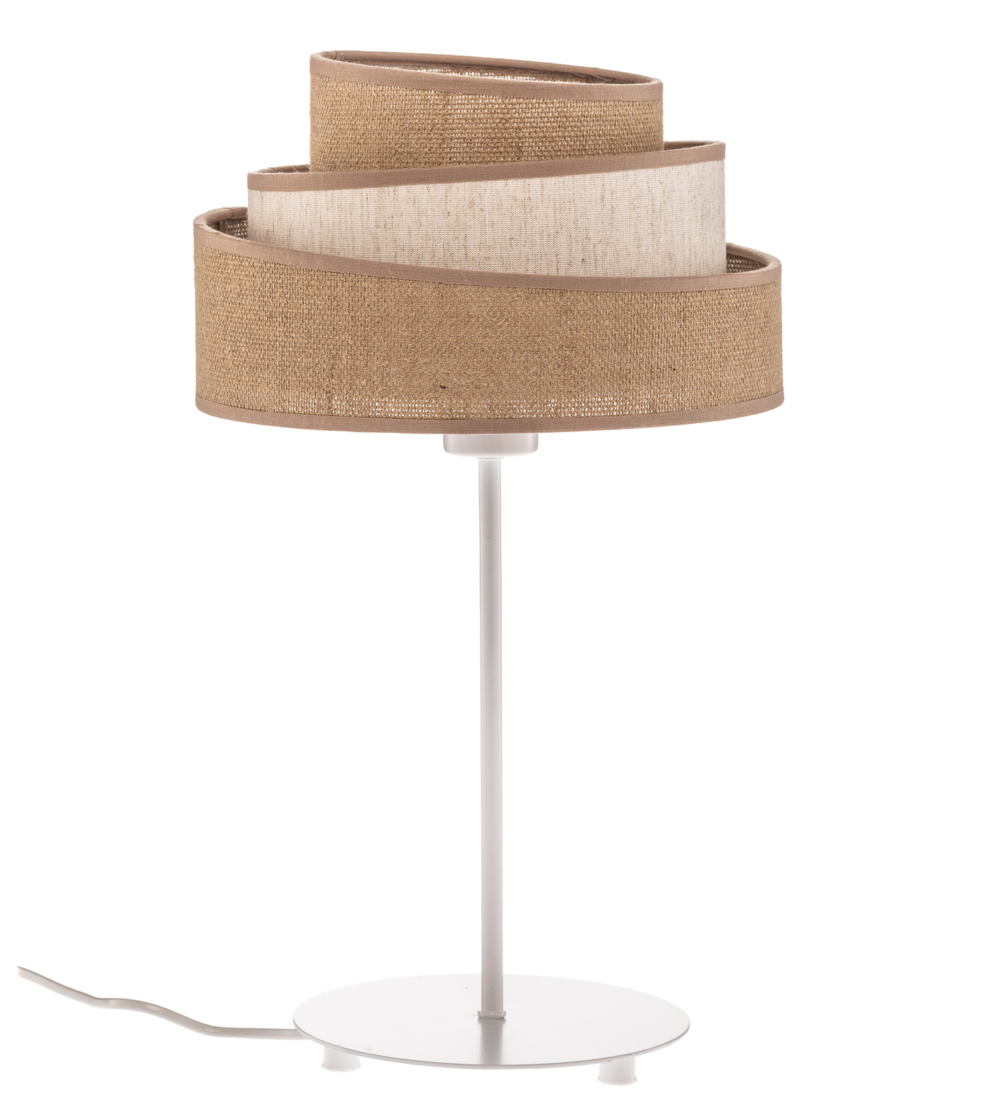 Bordlampe Trio jute, naturbrun/hvit, høyde 50 cm
