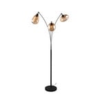 LUMINA floor lamp, 3-bulb, black/amber, glass