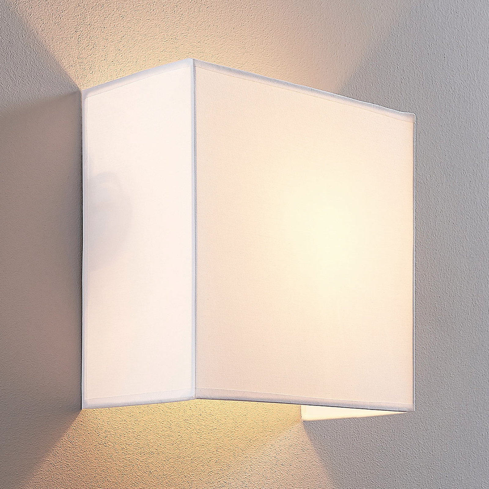 Stoff-Wandlampe Adea, 25 cm, quadratisch, weiß