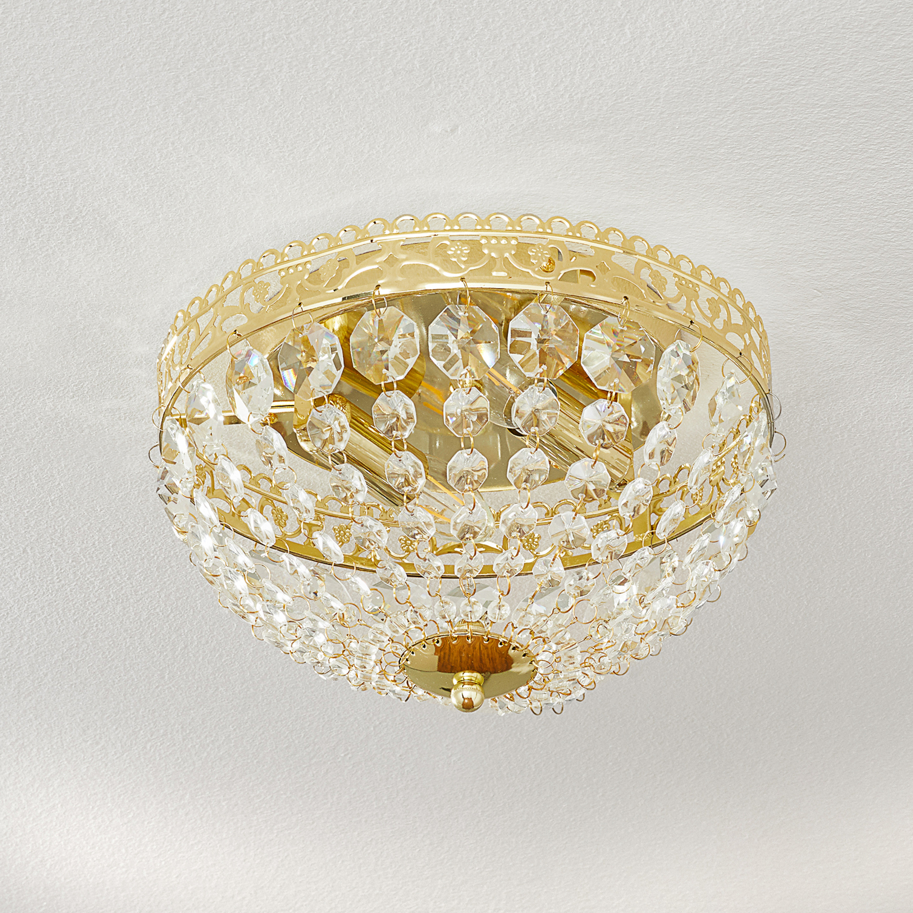 Markslöjd Sparkling ceiling light Saxholm, for Living / Dining Room, metal, crystal glass, E14, 40 W, energy efficiency: A++, H: 20 cm