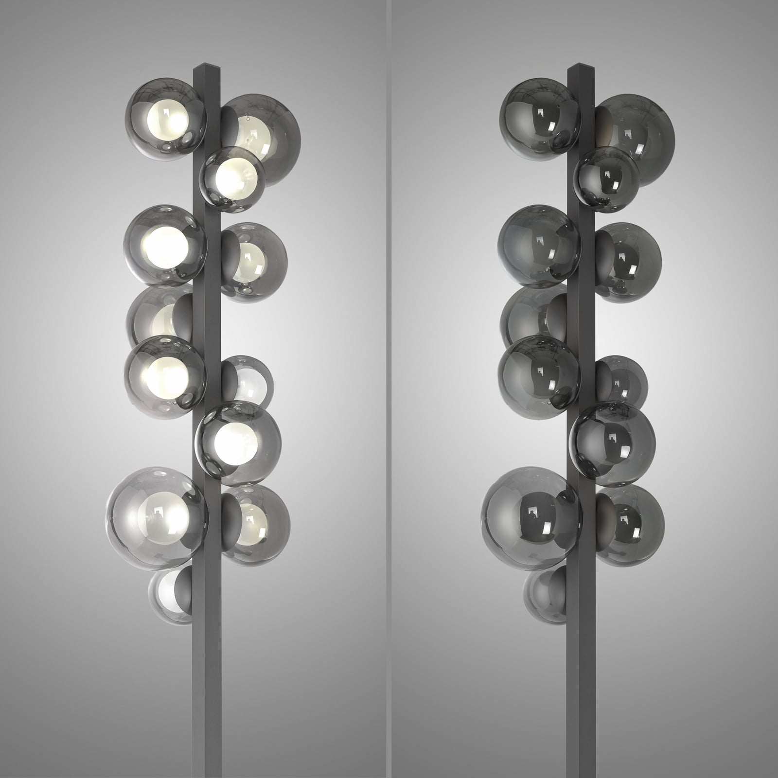 Popup LED-Stehlampe, grau Alu/Glas Dimmer 12-flg. - PURE Popup LED-Stehlampe, grau Alu/Glas Dimmer 12-flg. - PURE