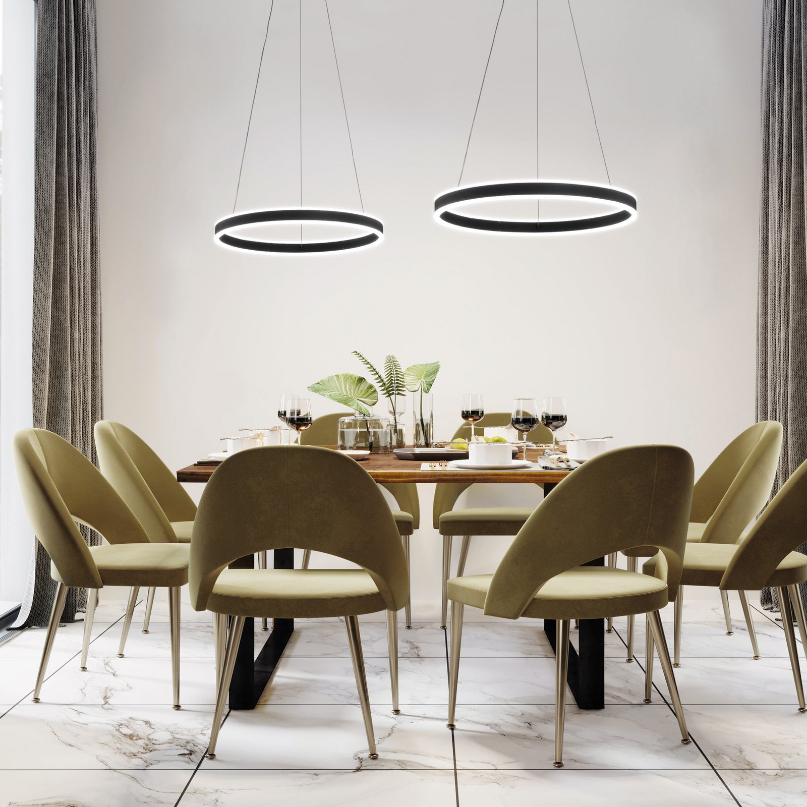 LED hanglamp Sirko, Ø 60 cm, zandzwart, metaal, CCT